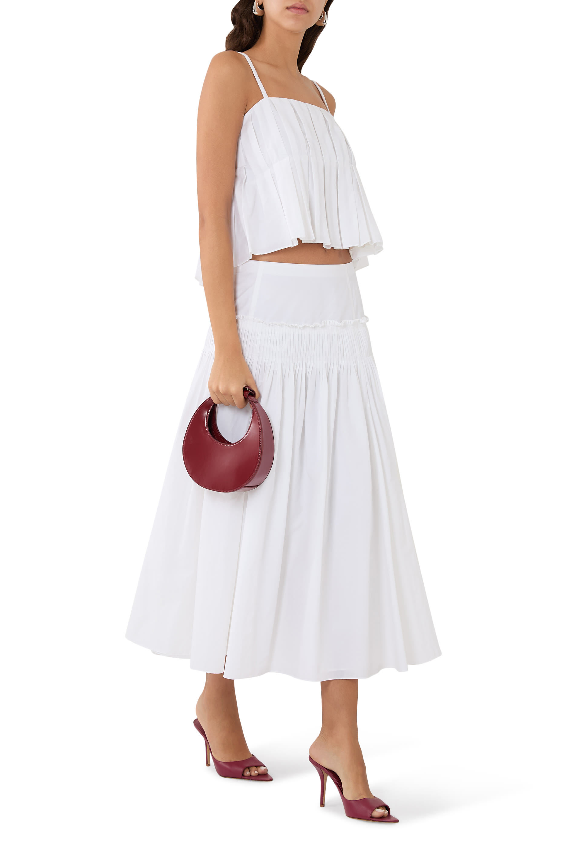  Accordion Maxi Skirt in Cotton-Blend 
