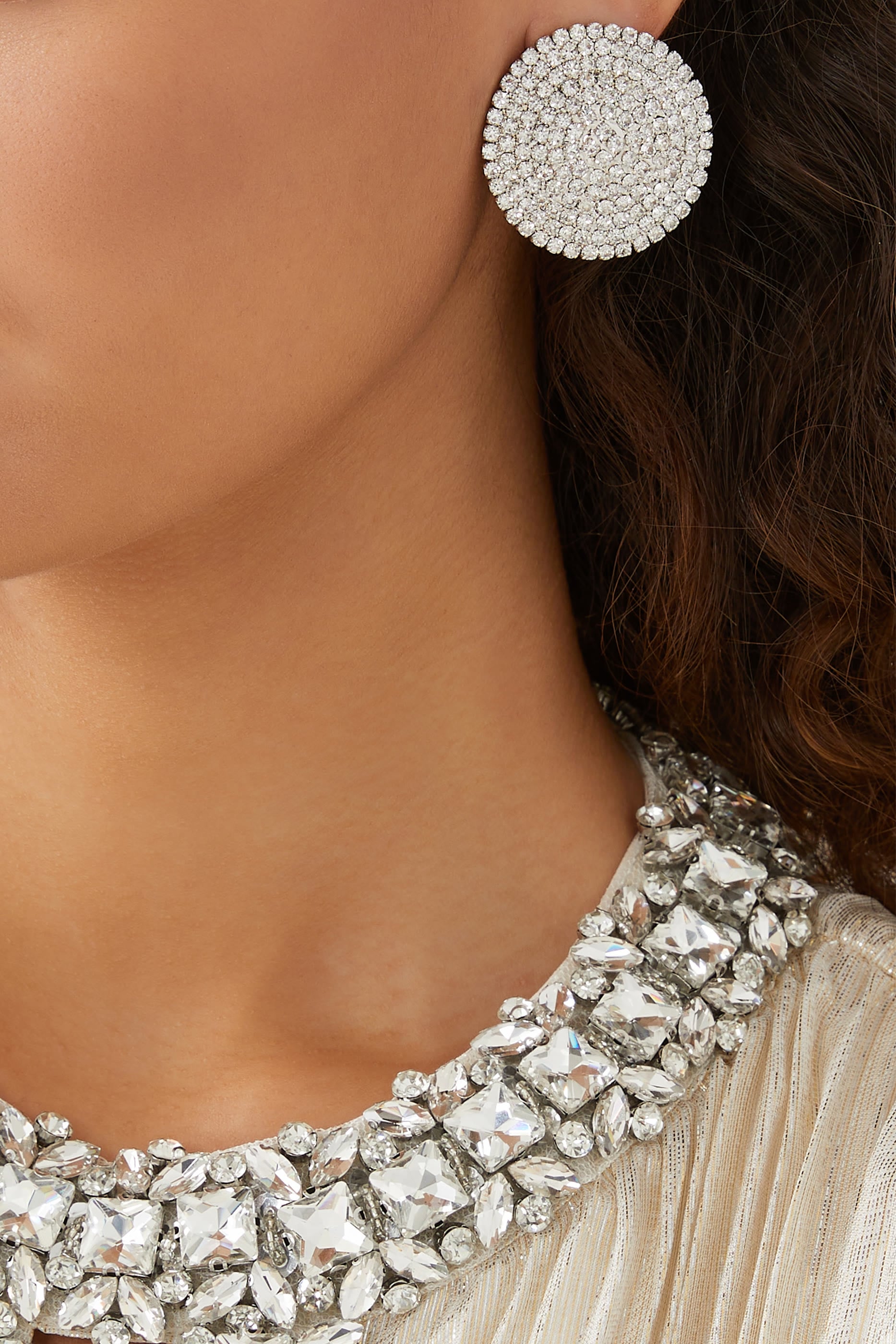 Large Round Crystal Earrings