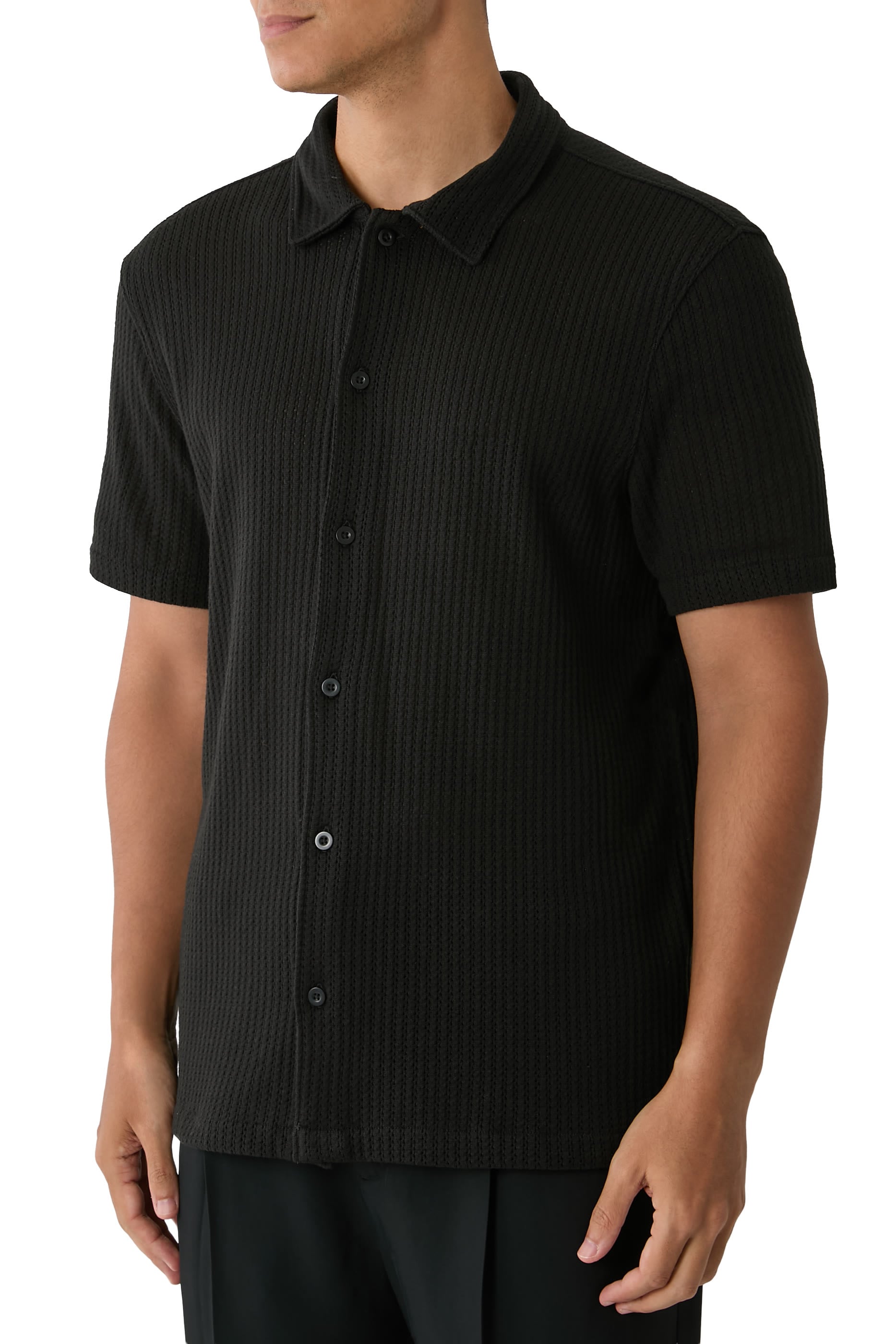 Pointelle Cotton-Blend Button-Front Shirt 