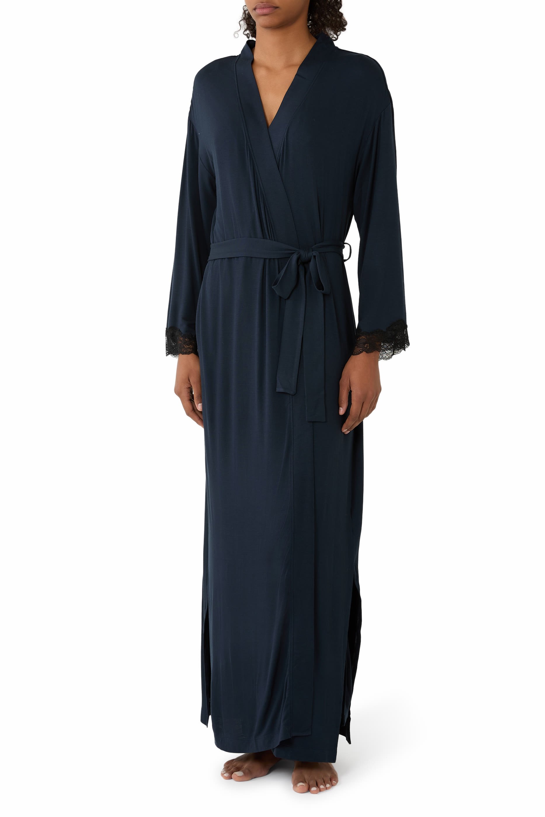  Jersey Lace Detail Maxi Robe 