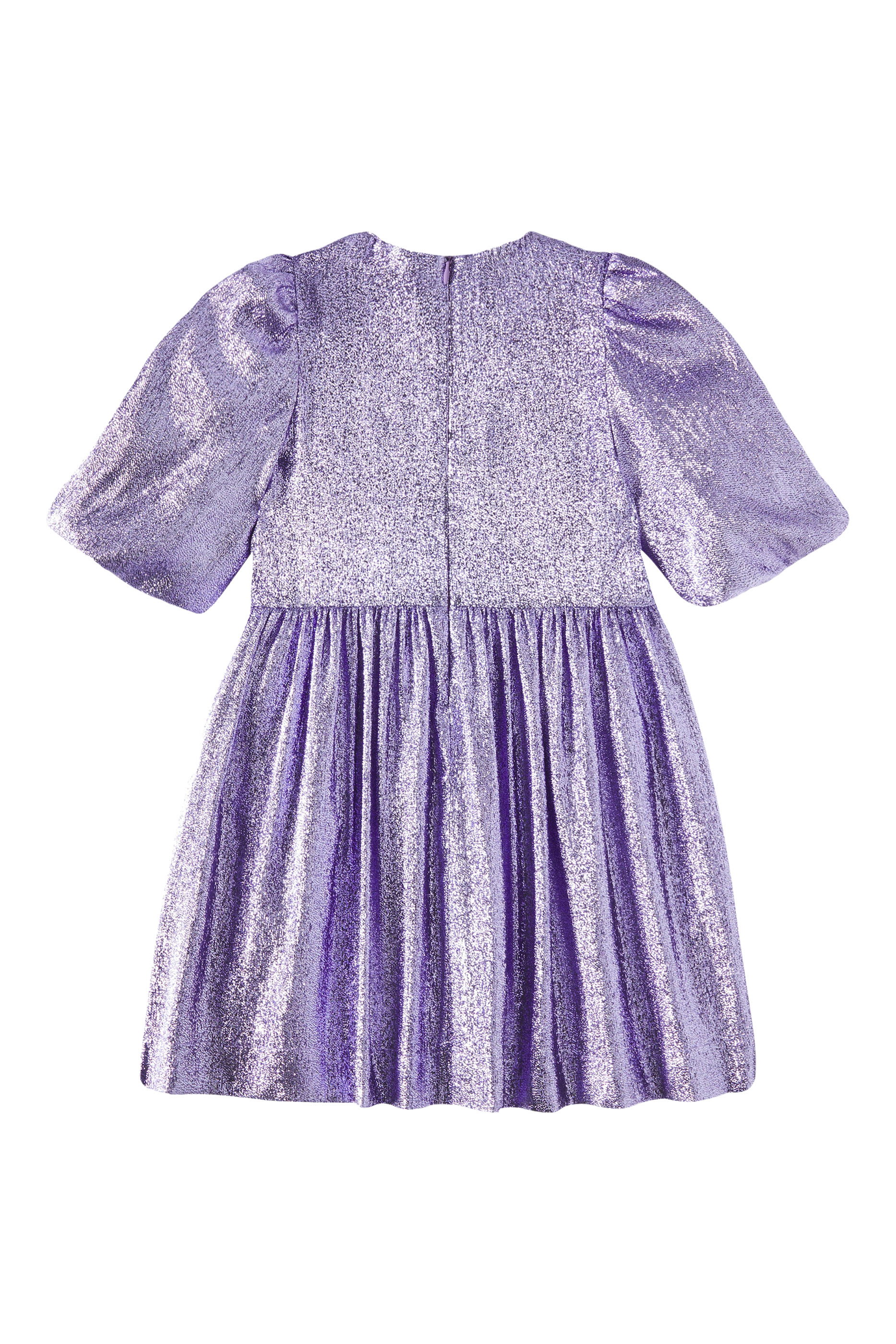 Kids Metallic Pleated Tulle Dress