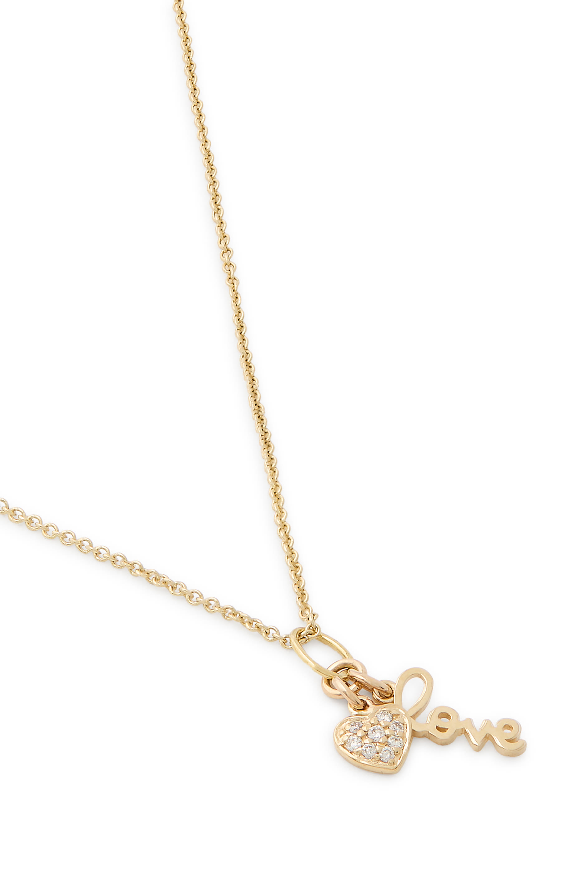 Kids Love Duo Charm Necklace, 14K Yellow Gold & Diamonds