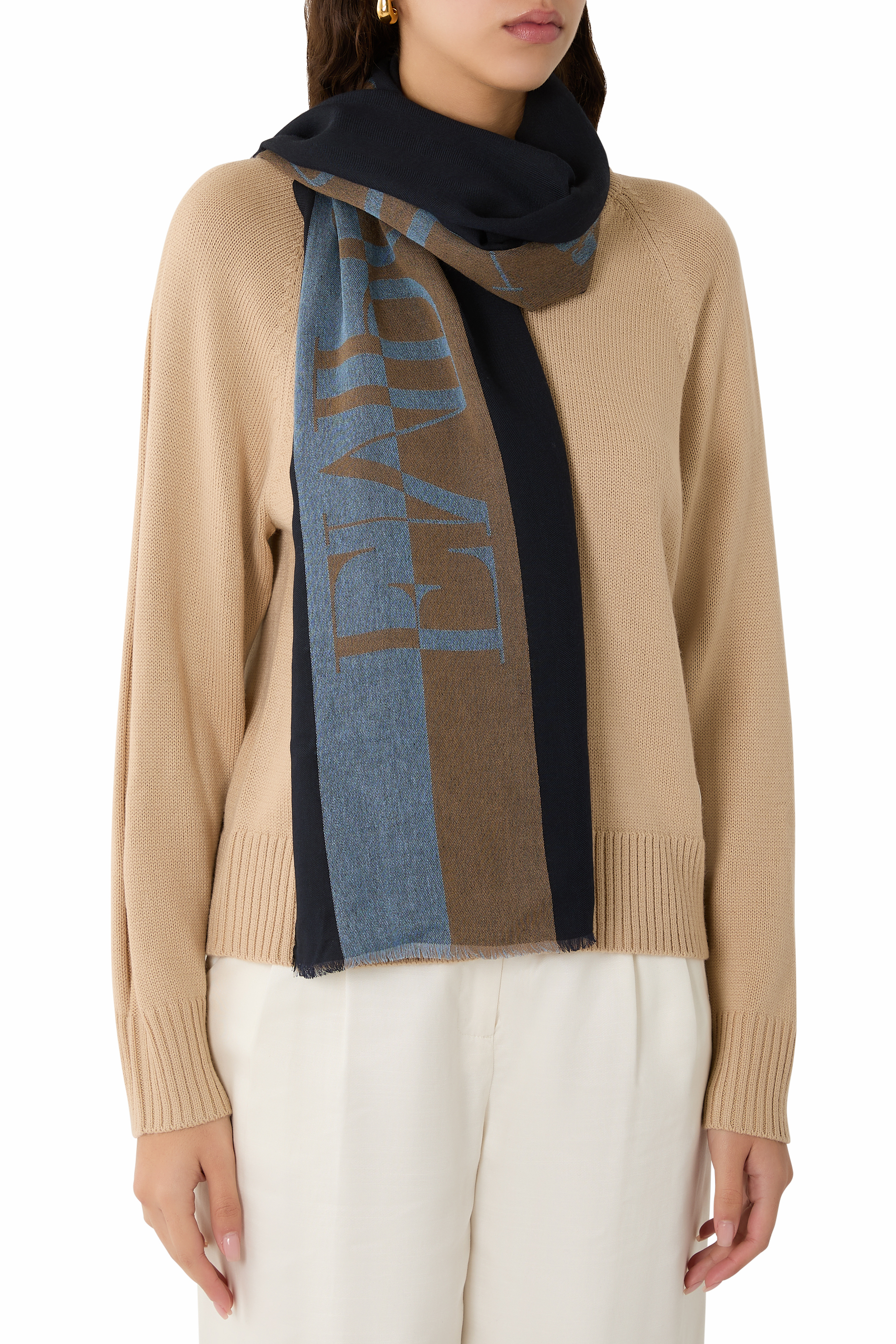 Two-Tone Oversized Logo Scarf