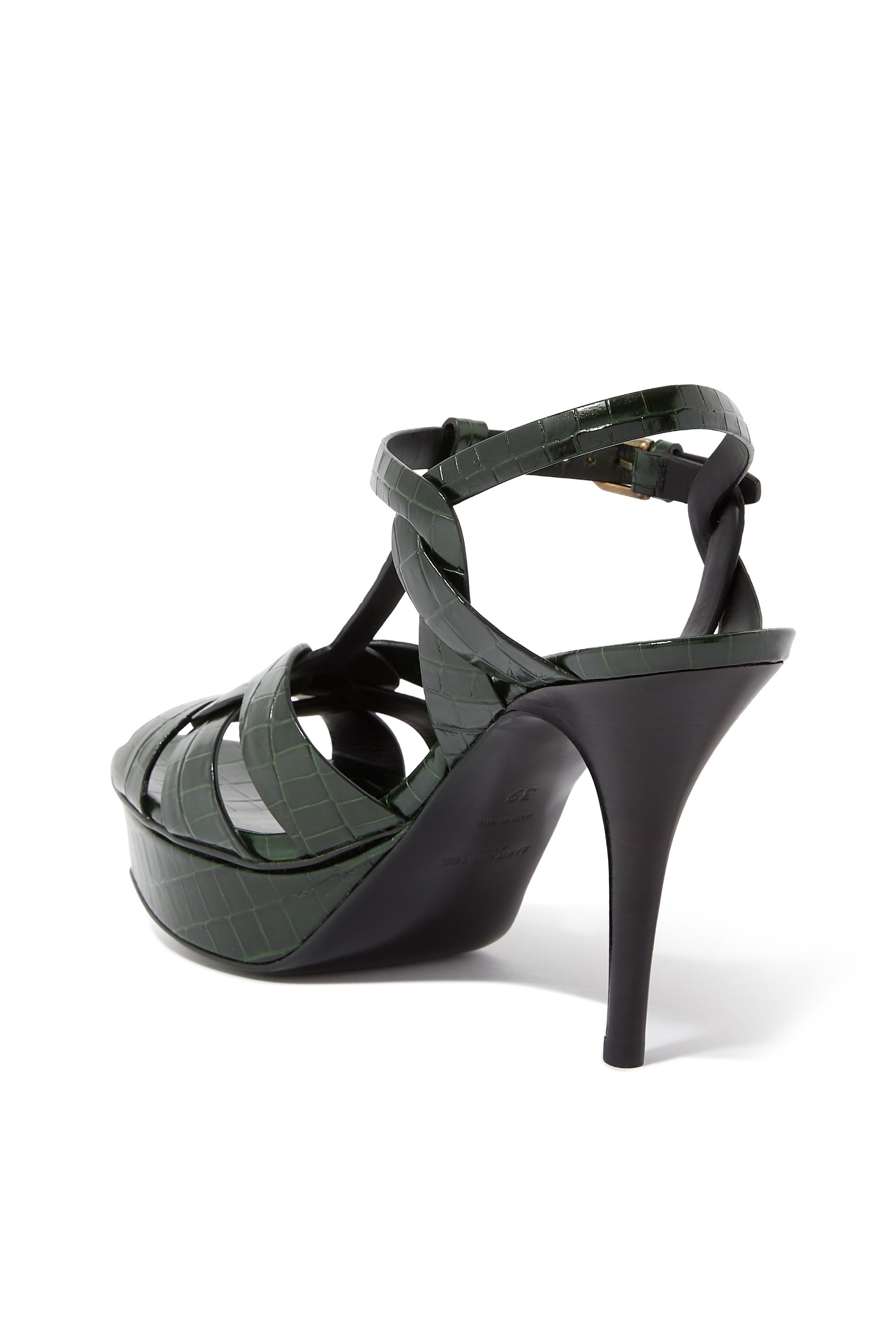 Tribute Croc-Embossed Leather Platform Sandals