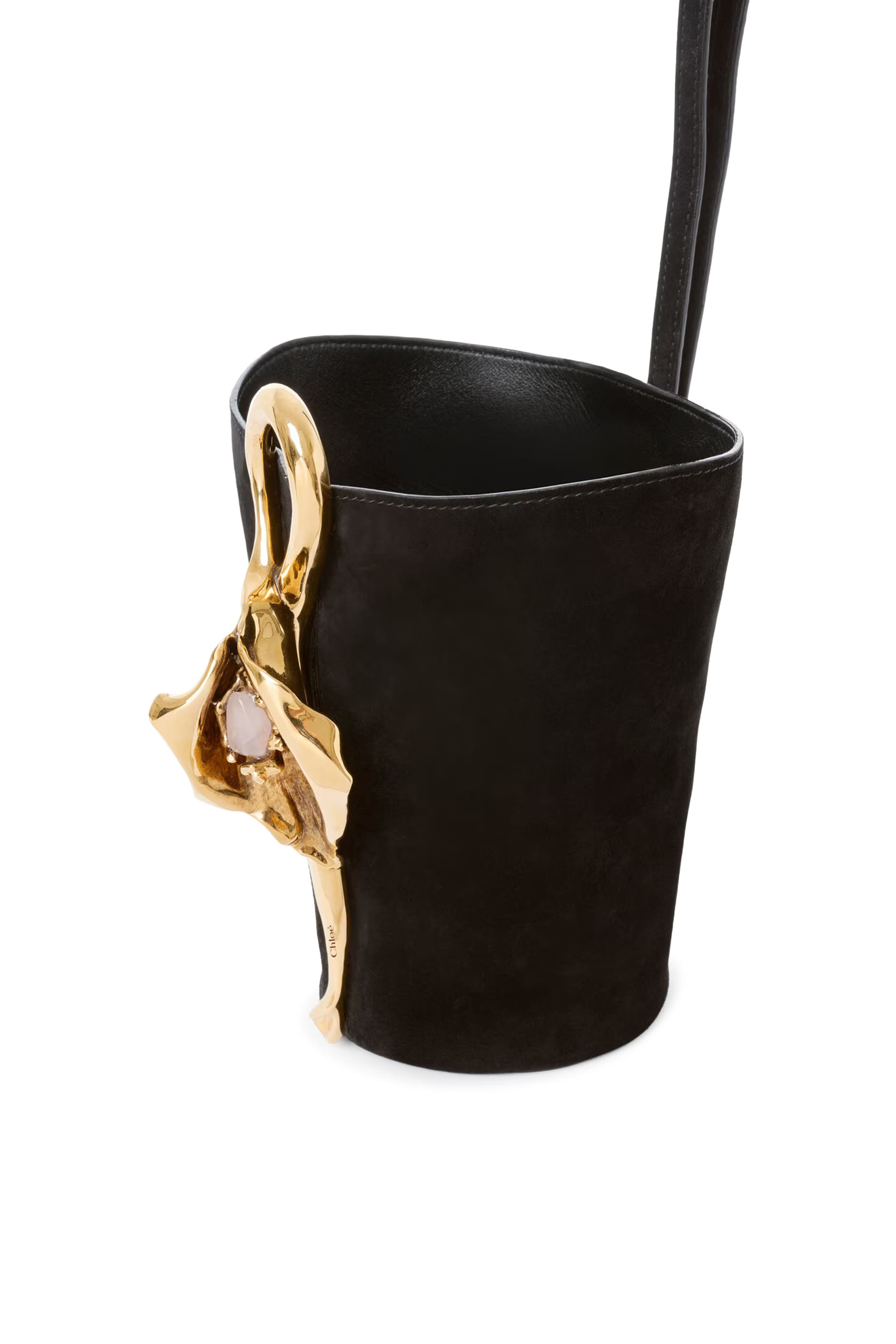 Small Eden Treasures Wristlet Bucket Bag in Suede Leather