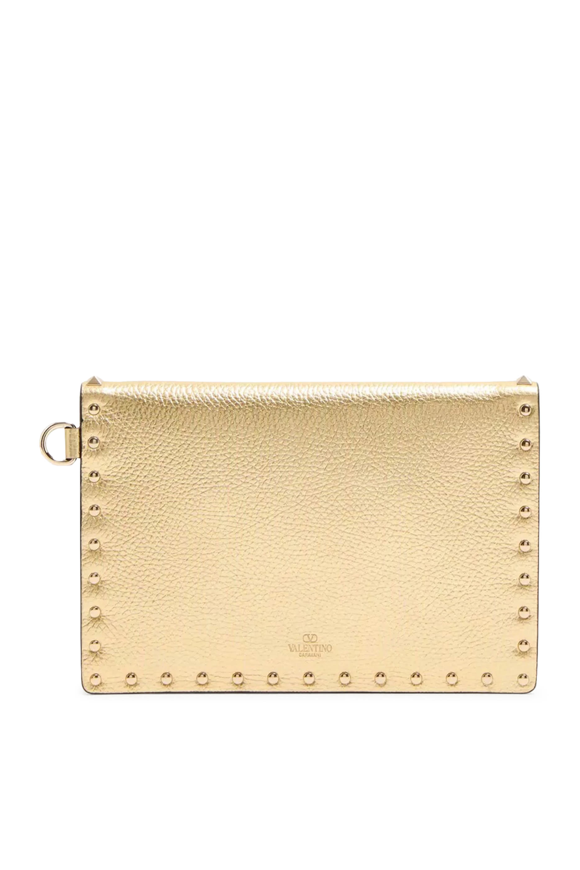 Rockstud Laminated Grainy Calfskin Clutch Bag