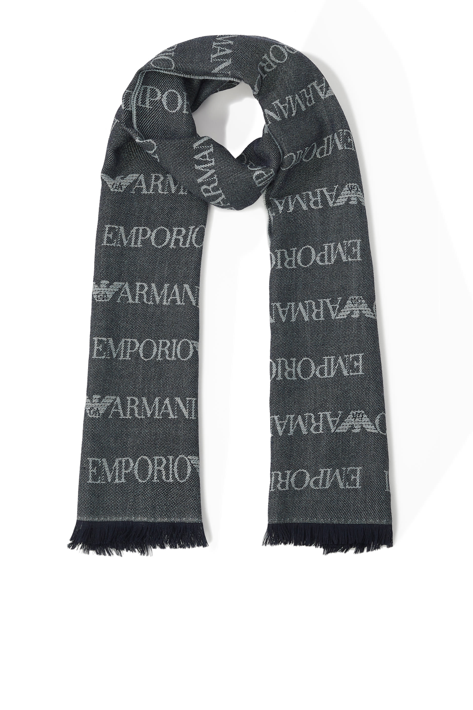 Virgin-Wool and Acrylic Logo Scarf