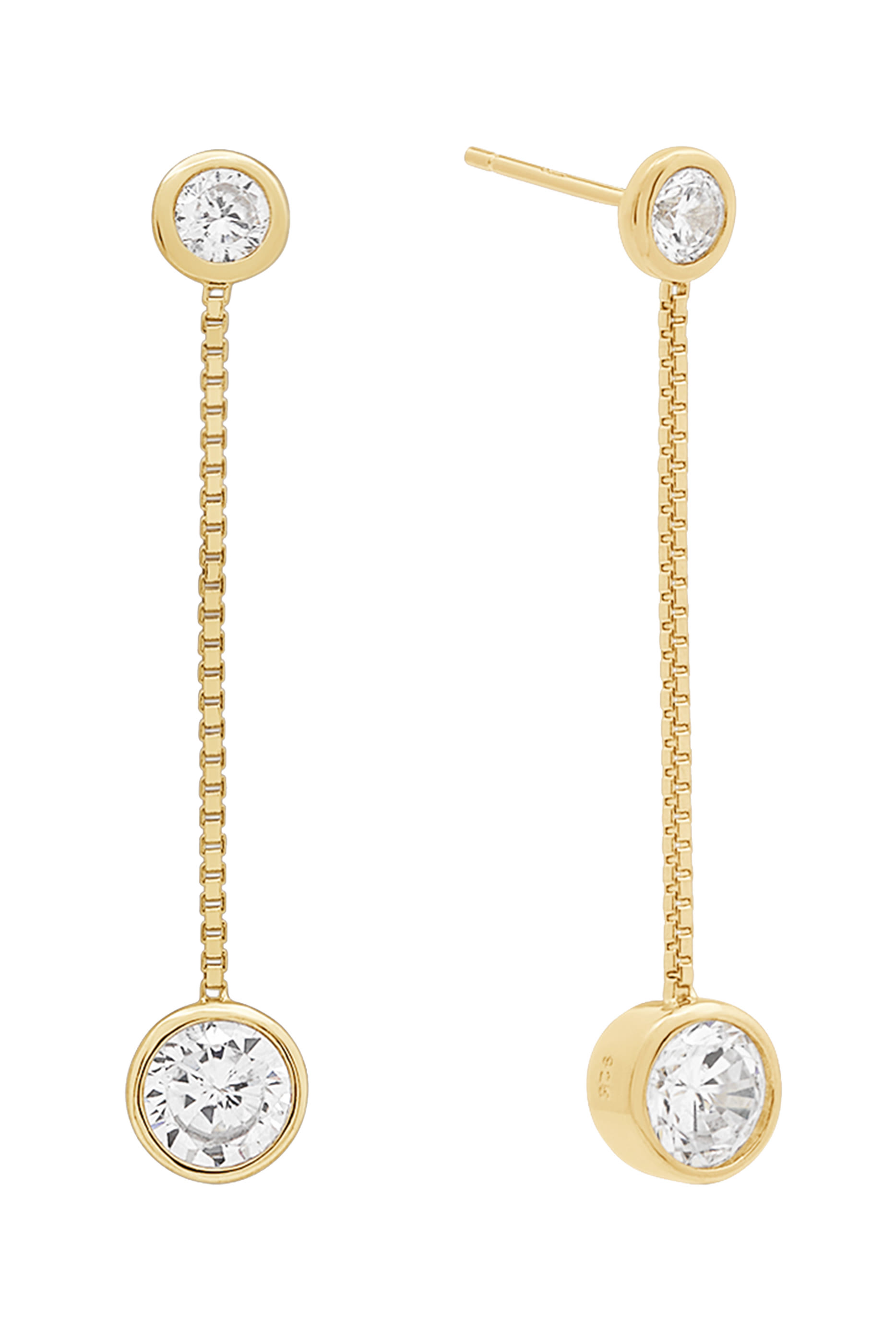 Solitaire Moissanite Drop Earrings, 14K Vermeil