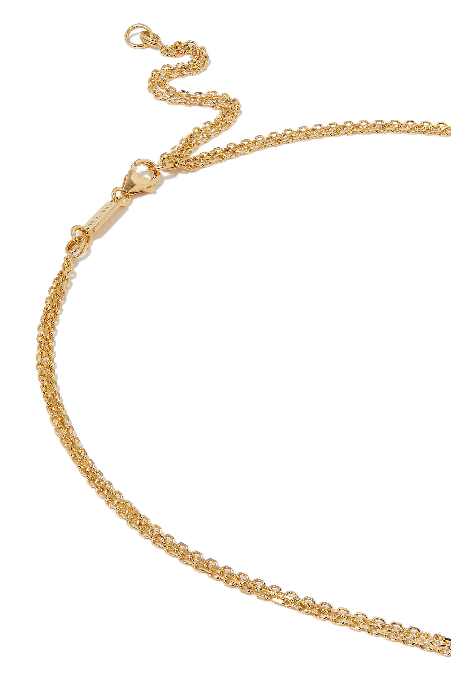 Opal Baguette Necklace, 18k Yellow Gold with Emerald & Diamond