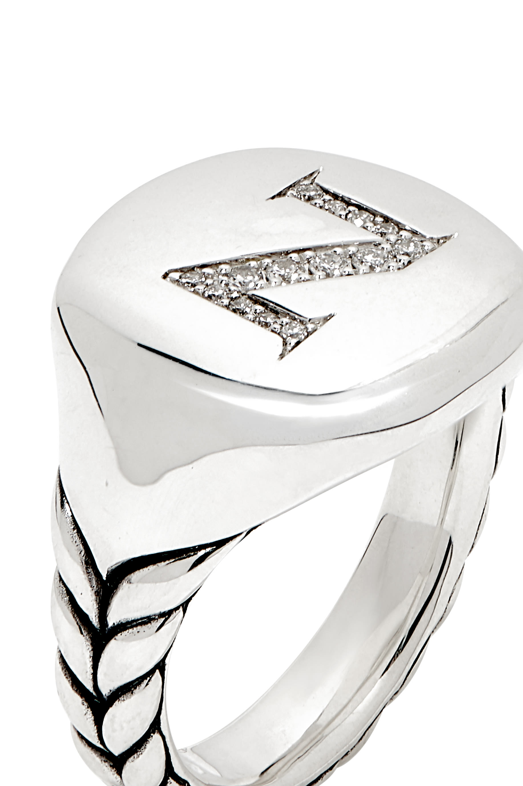 N Initial Diamond Pinky Ring