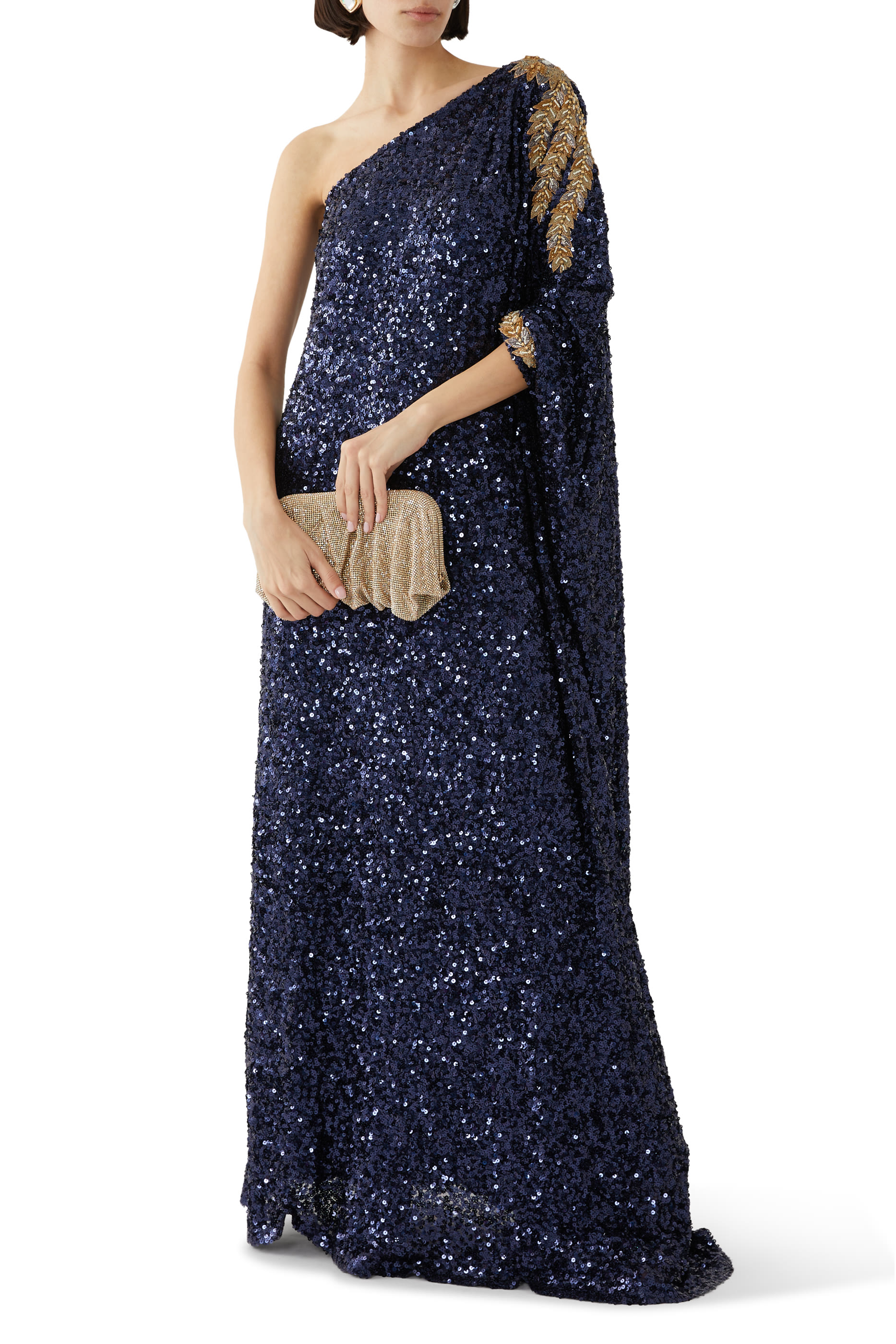Majestic One-Shoulder Sequin Kaftan