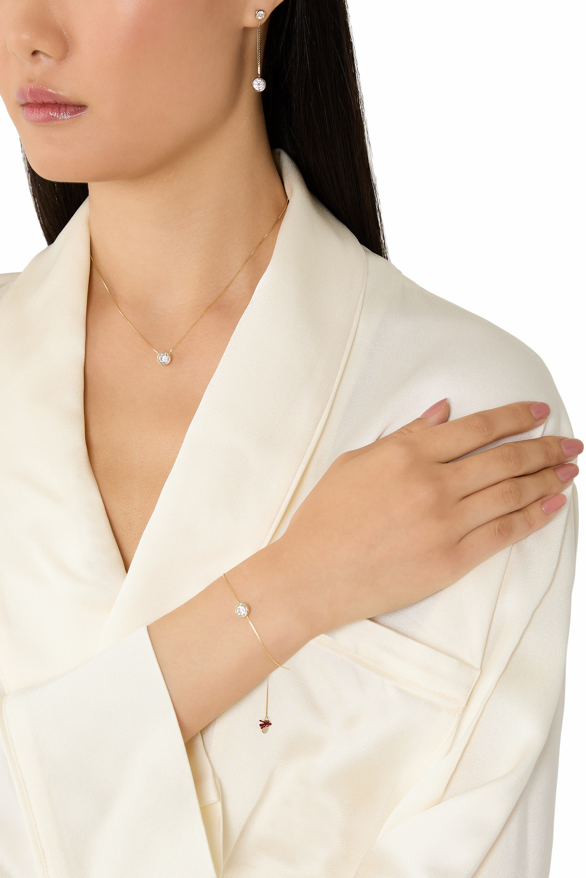 Bezel Solitaire Necklace, 14K Vermeil