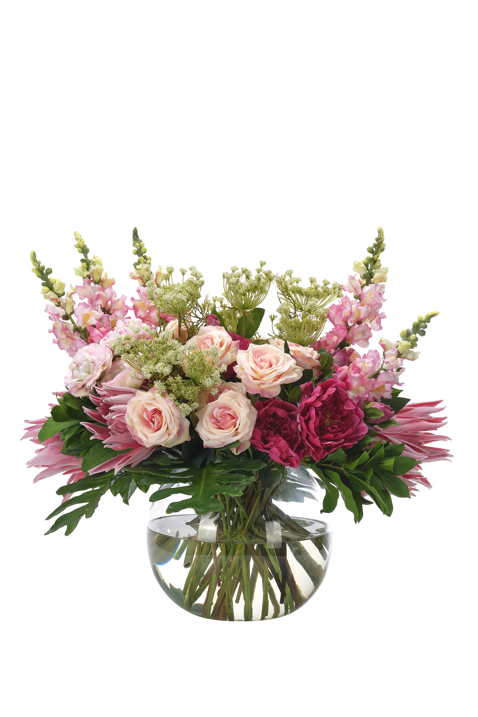 Pink Rose Protea Mix Silk Arrangement