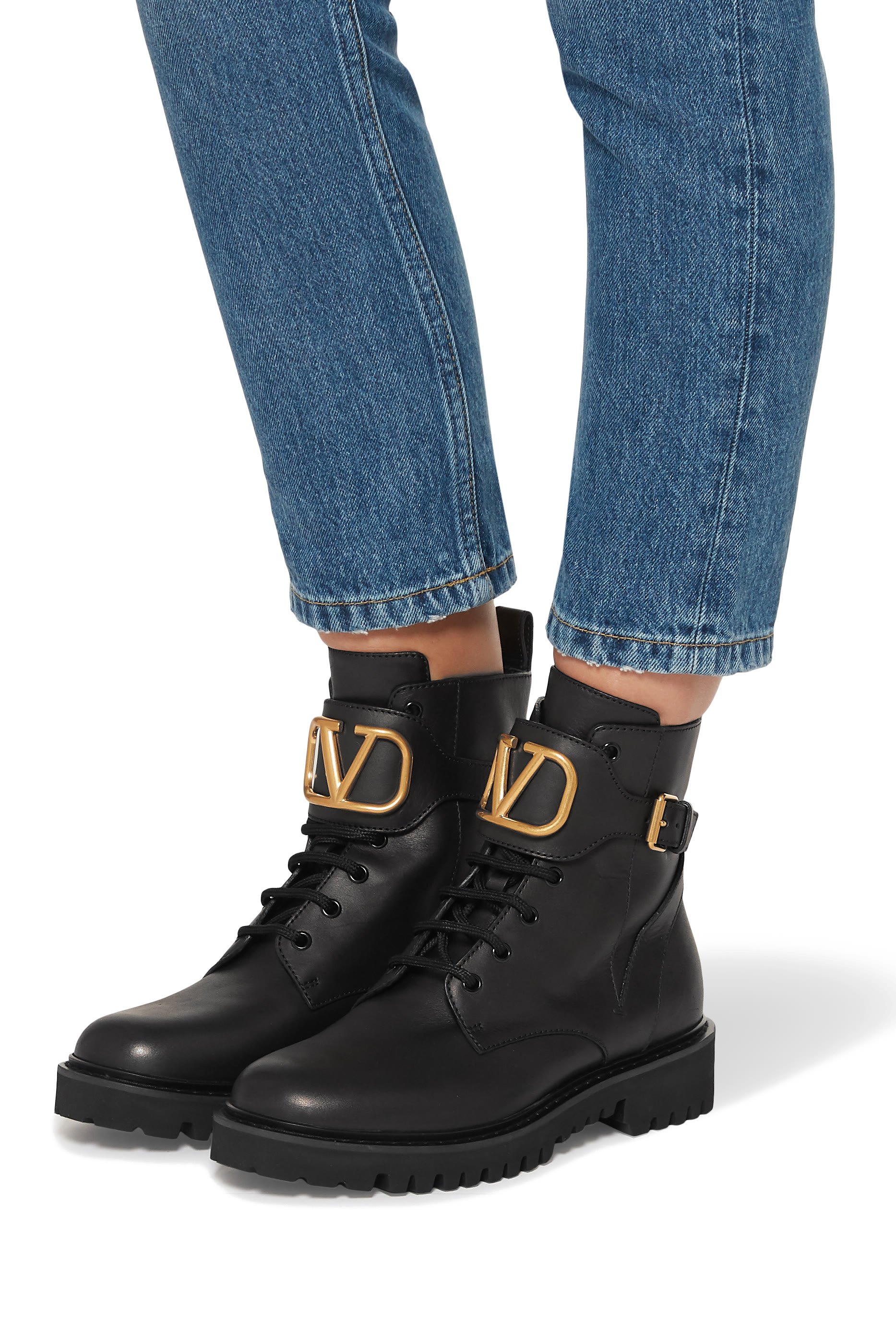 V-Logo Combat Boots