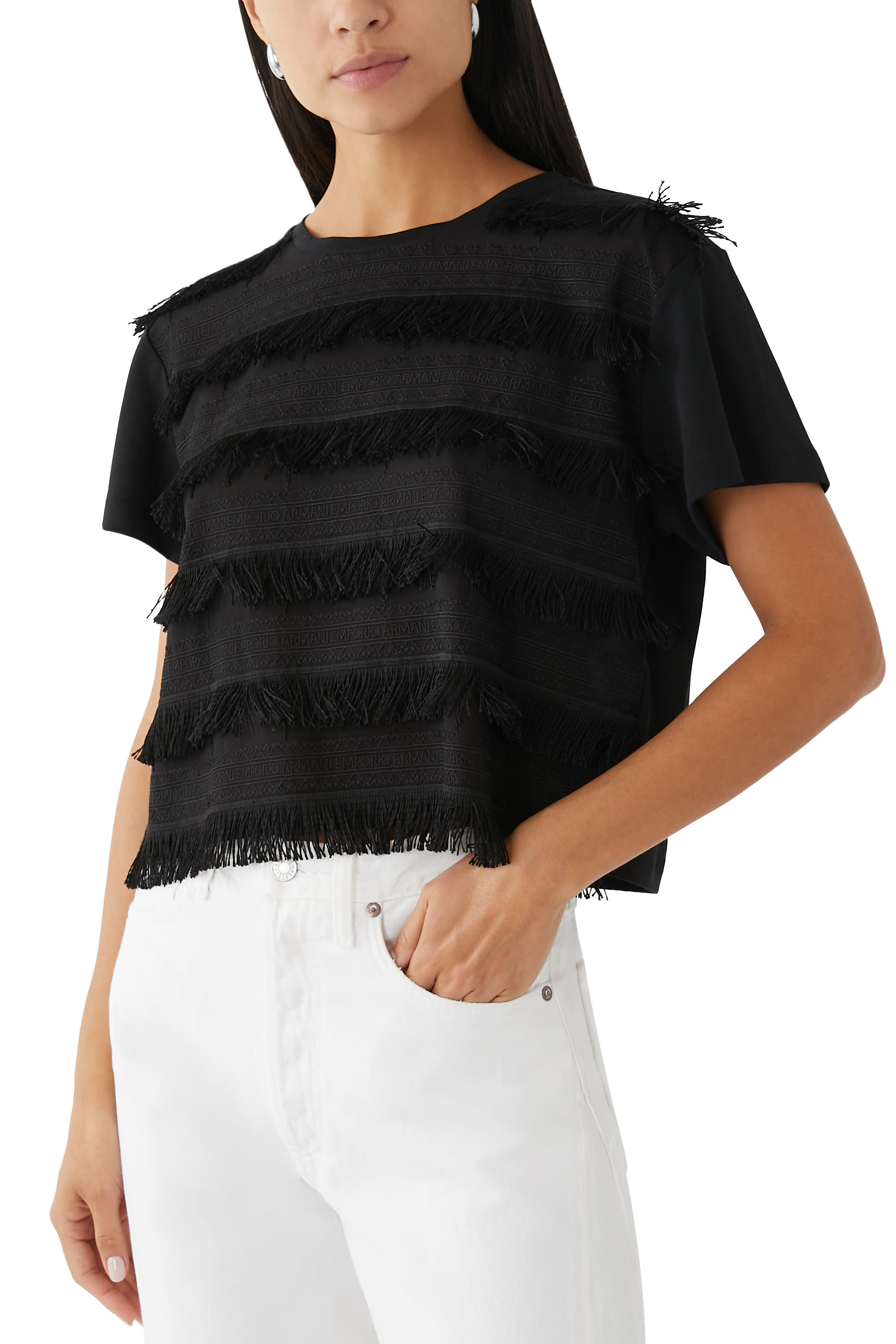 Supima Interlock Jersey Fringed T-Shirt