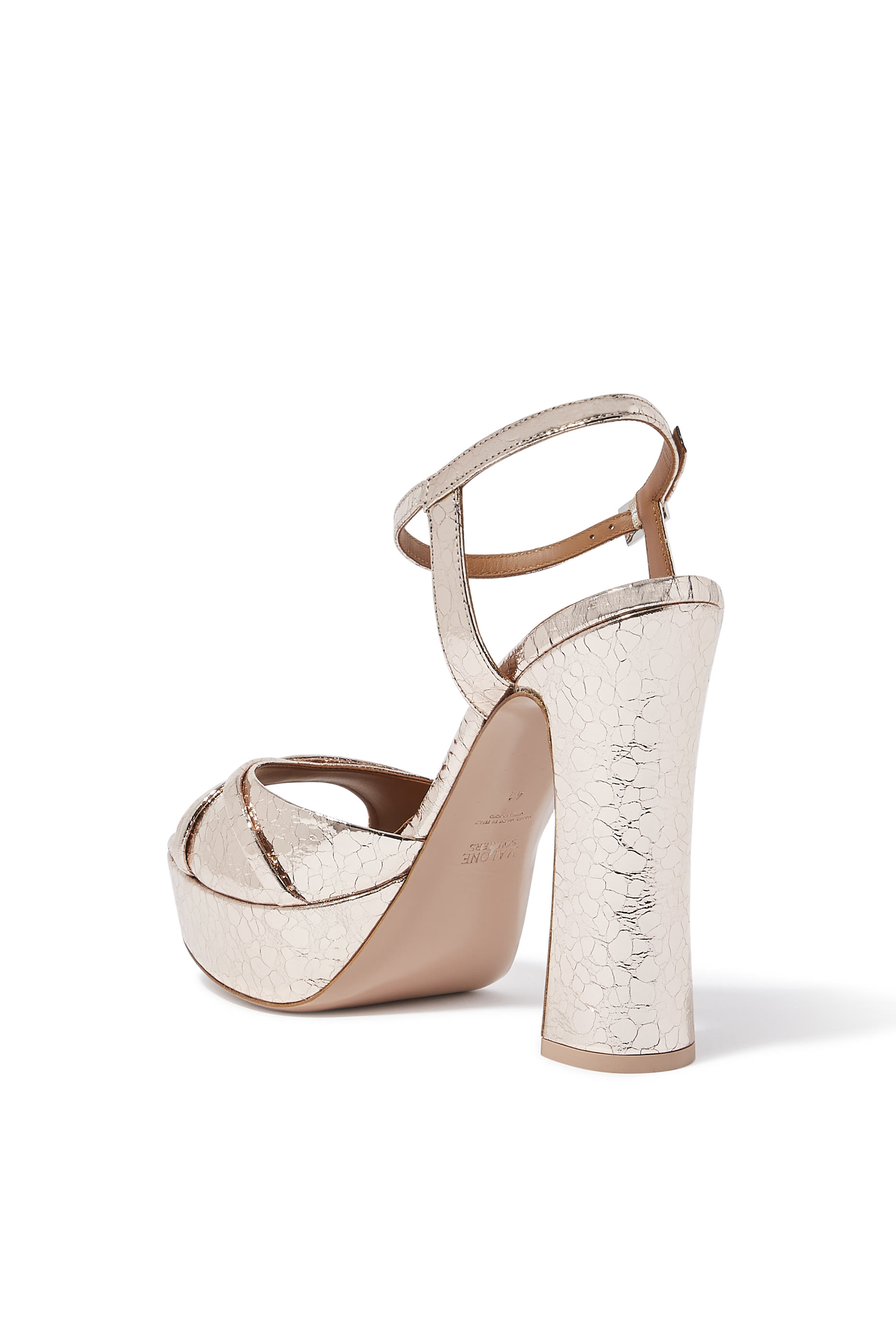 Keaton Metallic Cracked Mirror Leather Platform Sandals