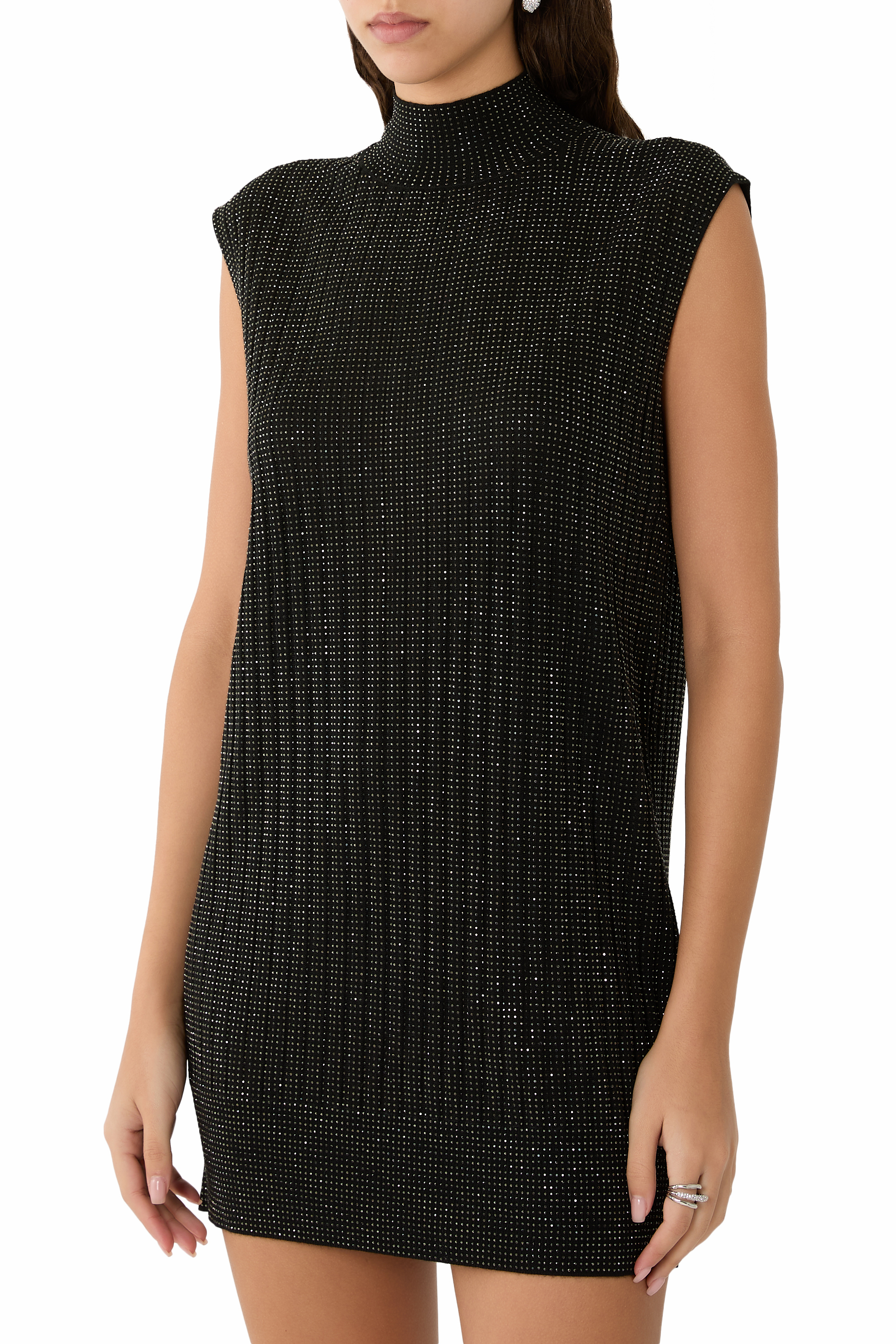  All-Over Rhinestones Sleeveless Dress