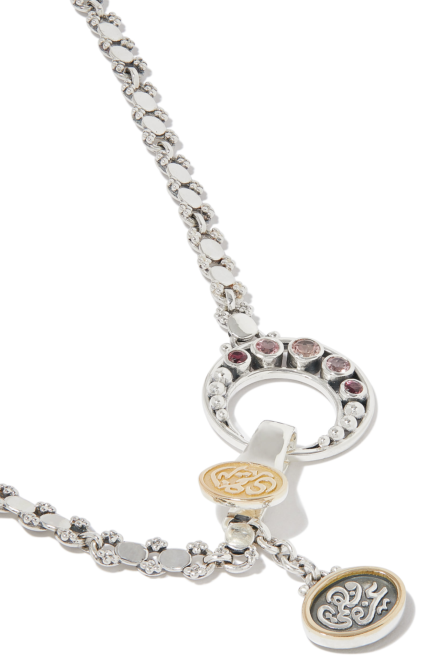 Eternity Necklace, 18k Yellow Gold with Sterling Silver & Tourmaline