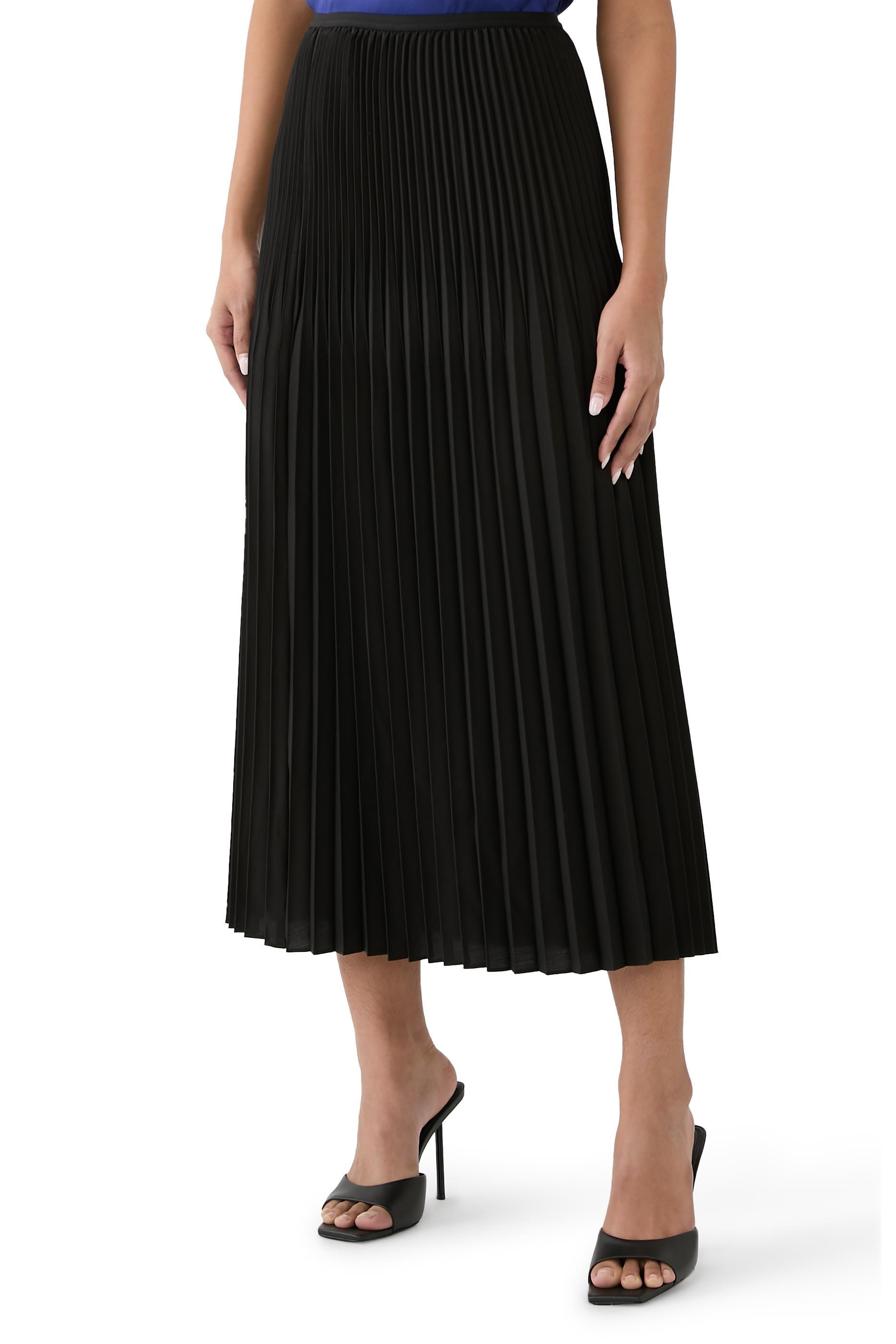 Woven Wool Silk A-Line Skirt