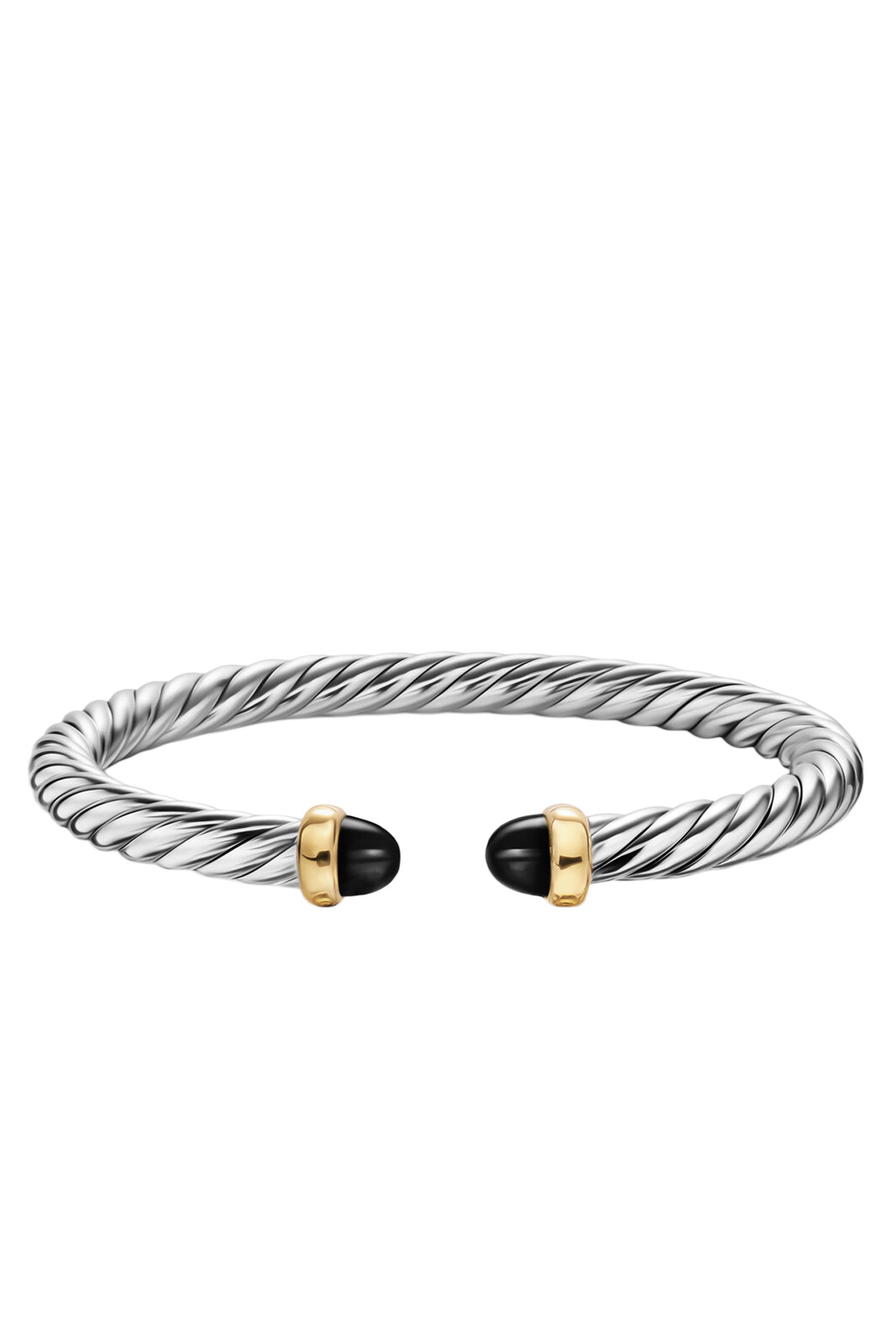 Cable Flex&reg; Bracelet, Sterling Silver, 14k Yellow Gold & Onyx