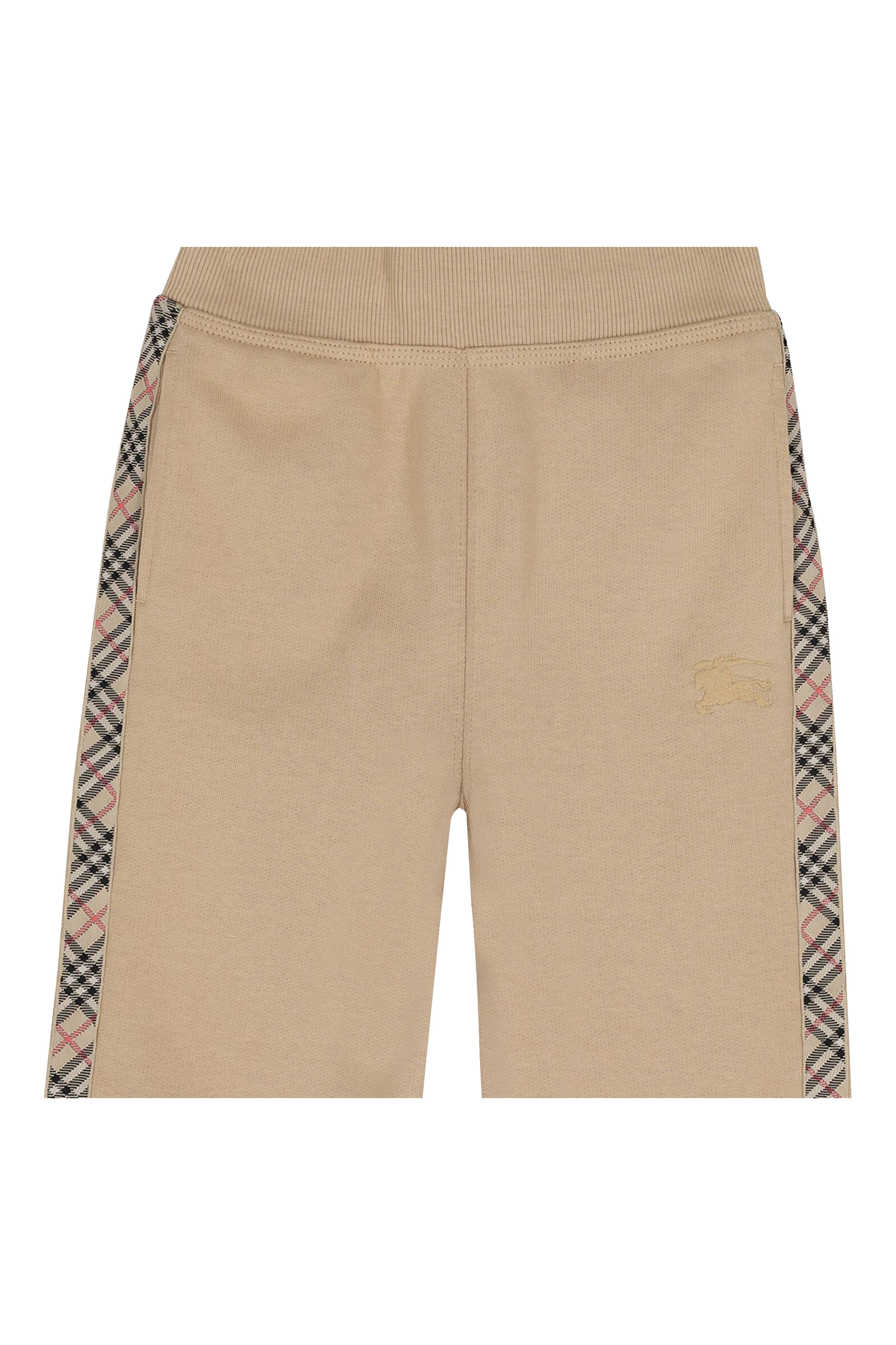 Kids Check Trim Cotton Jogging Pants