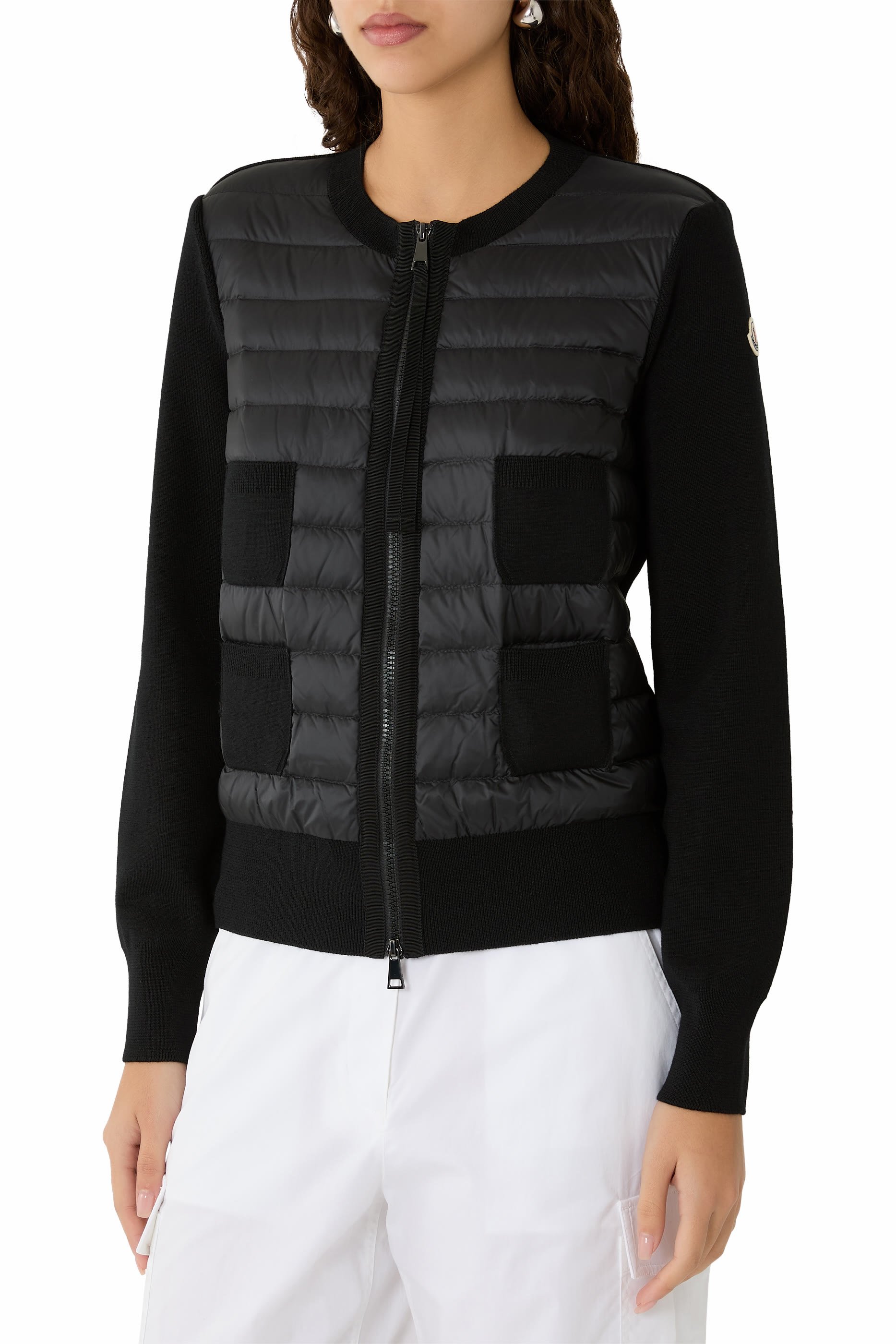 Padded Wool Zip-Up Cardigan