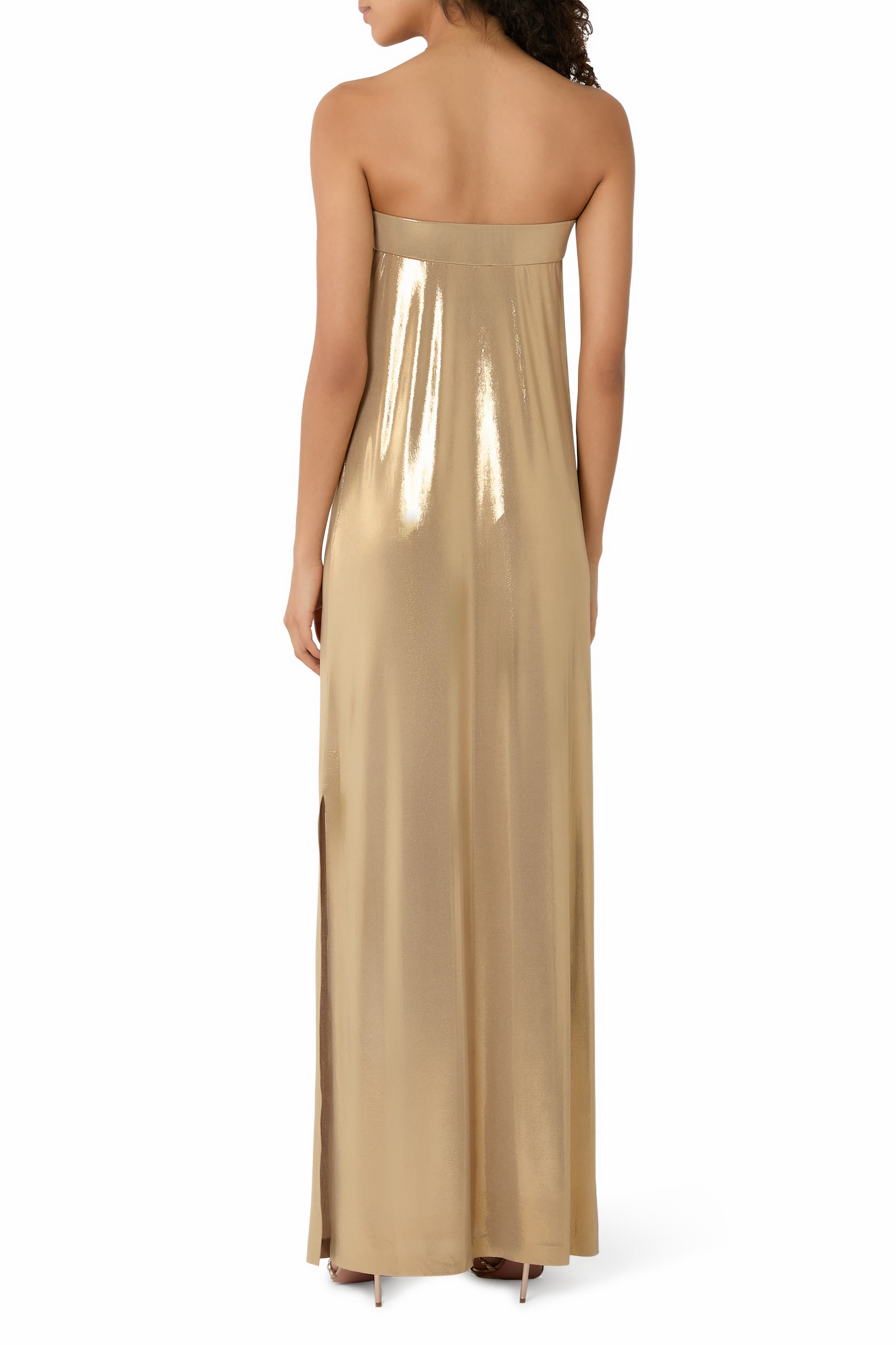 Strapless Tailored Side Slit Gown