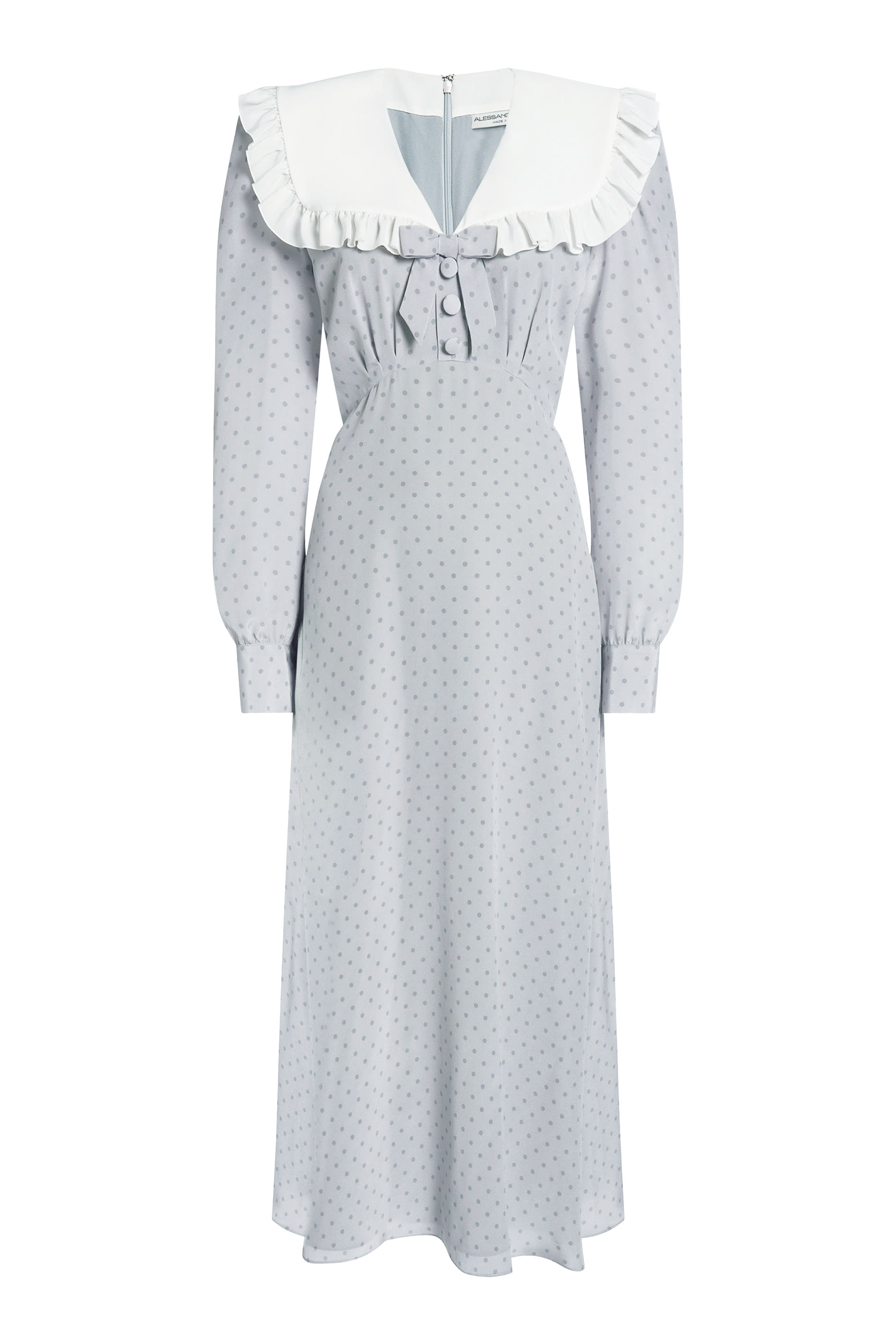 Polka Dot Collar Midi Dress