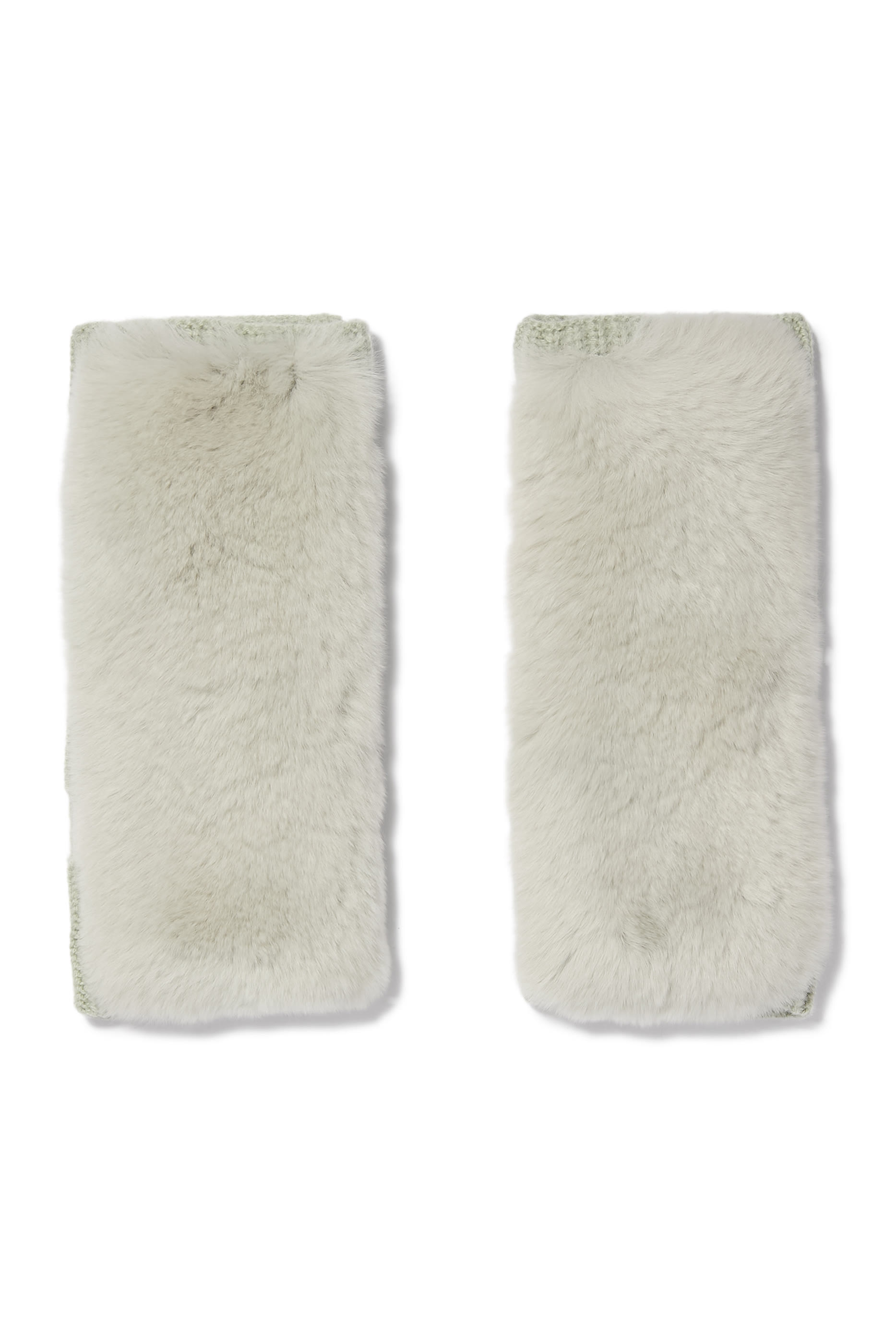 Cashmere Wool Knit and Rex Rabbit Fingerless Gloves 