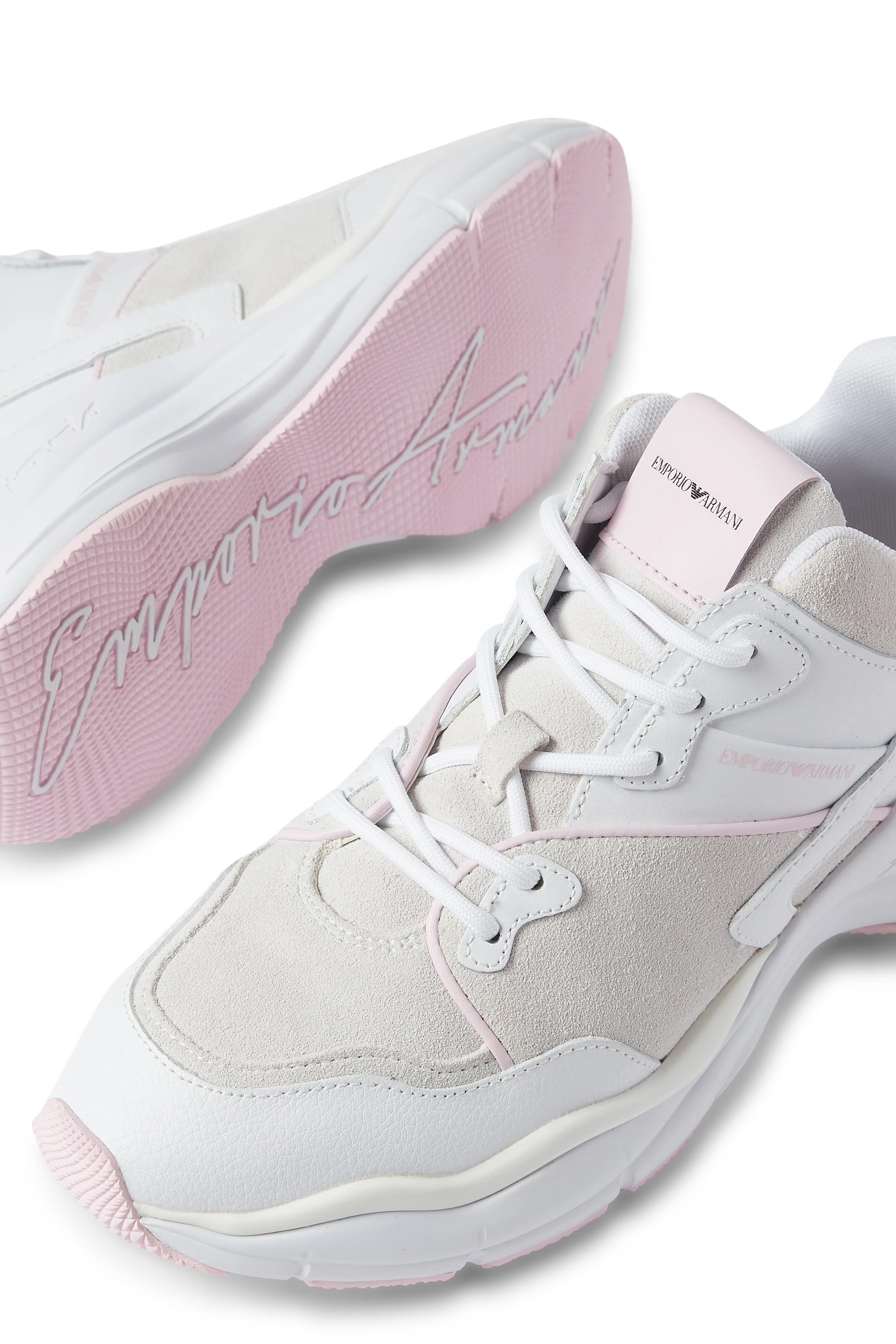 Logo Leather and Suede Sneakers