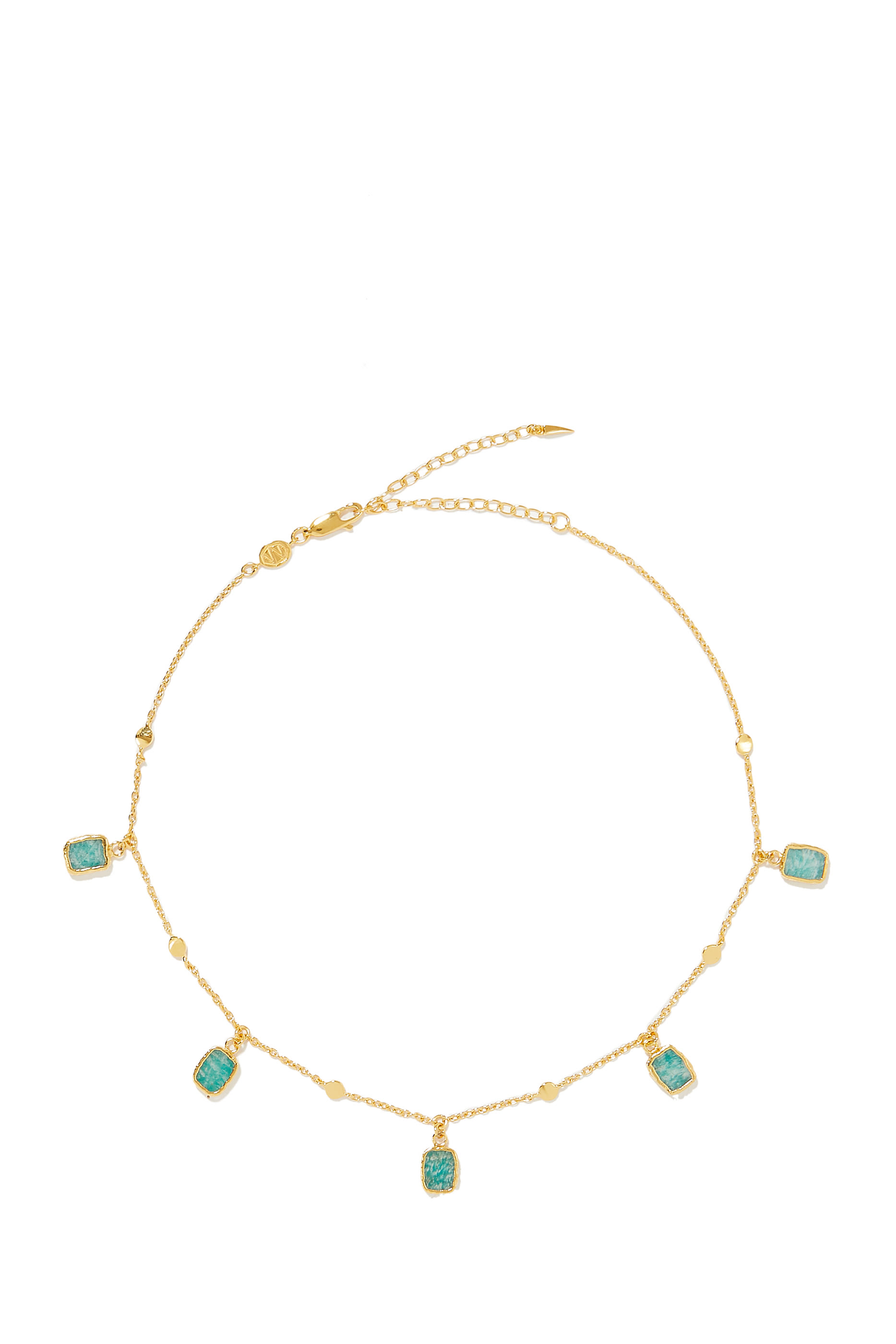 Lena Charm Choker, 18K Gold Plated Vermeil on Sterling Silver & Amazonite&nbsp;
