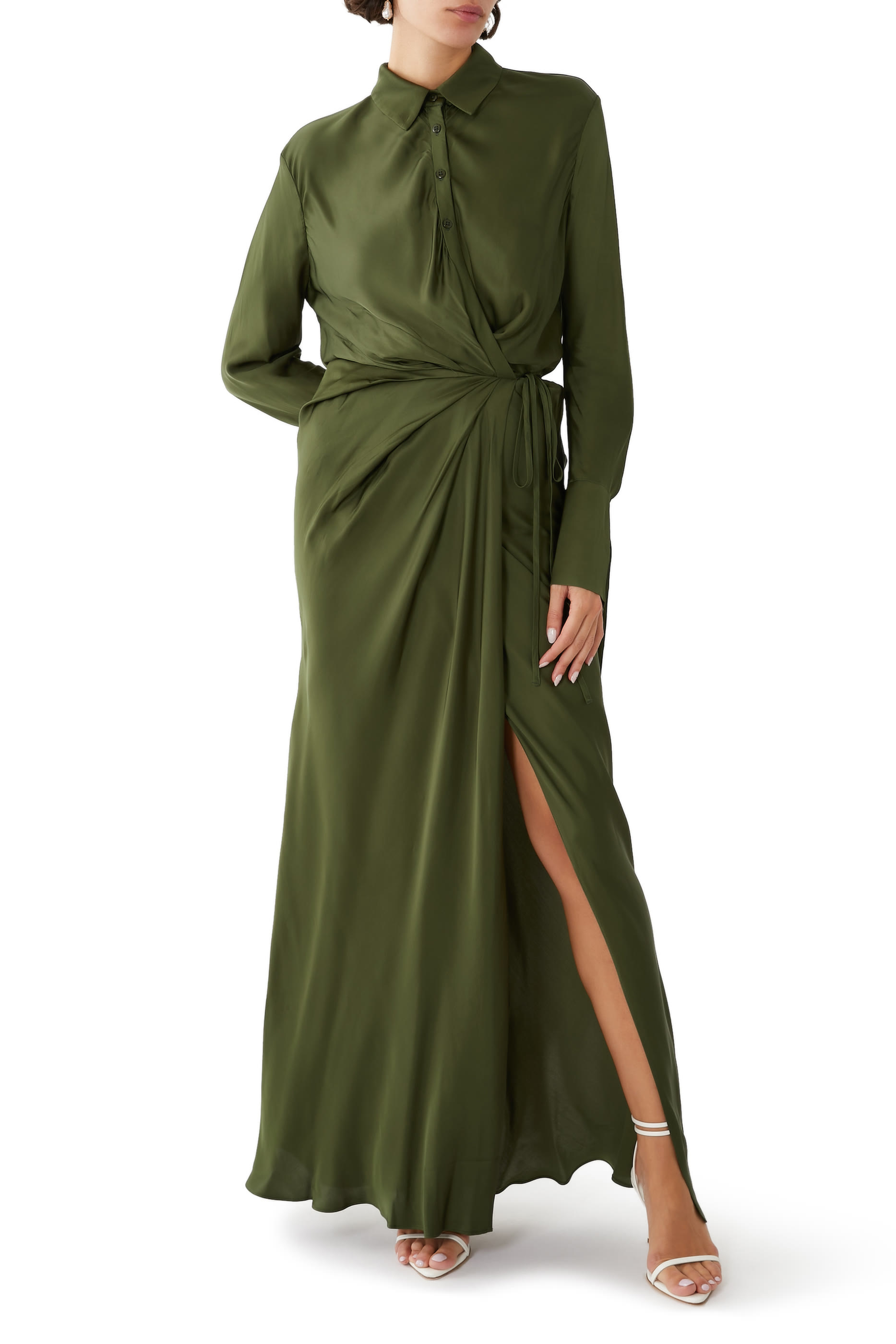 Shae Draped Shirt Maxi Dress