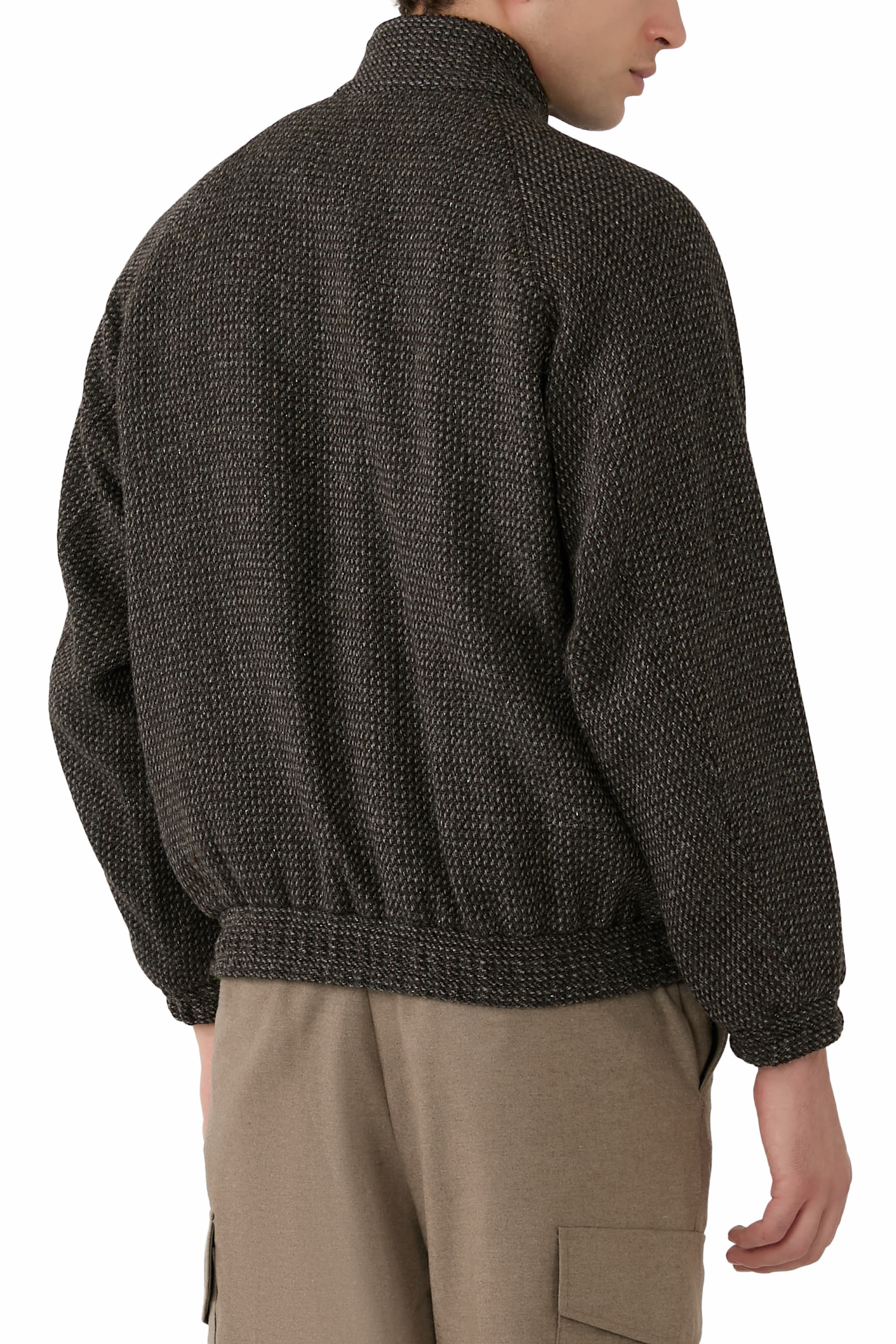 Alpaca Wool Silk Tweed Zip Blouson 