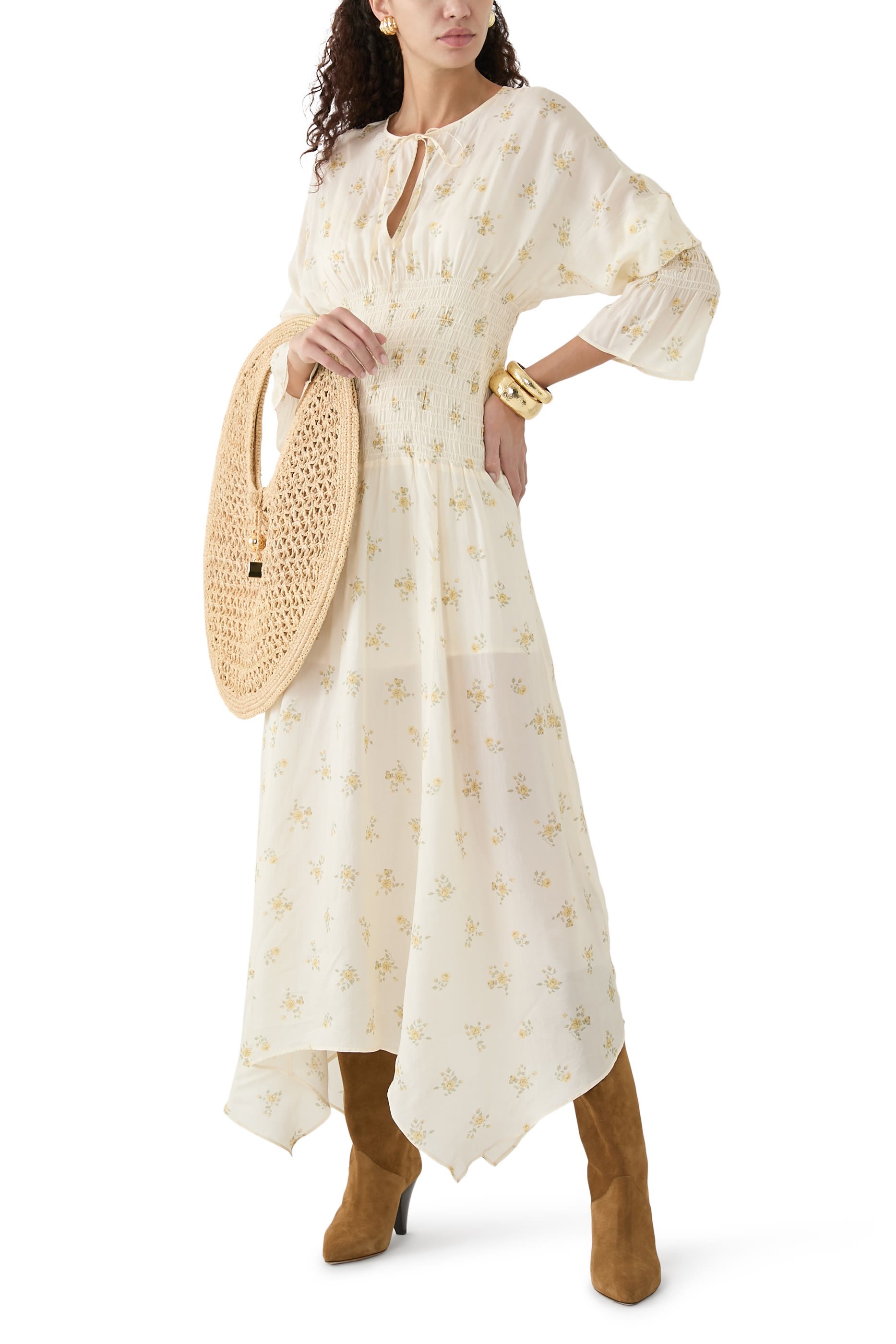 Floral Pattern Midi Dress