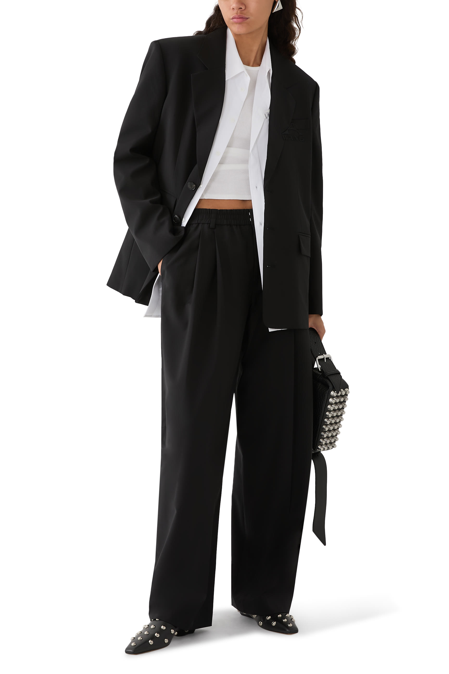 Tropical Wool Mid-Rise Balloon Pants