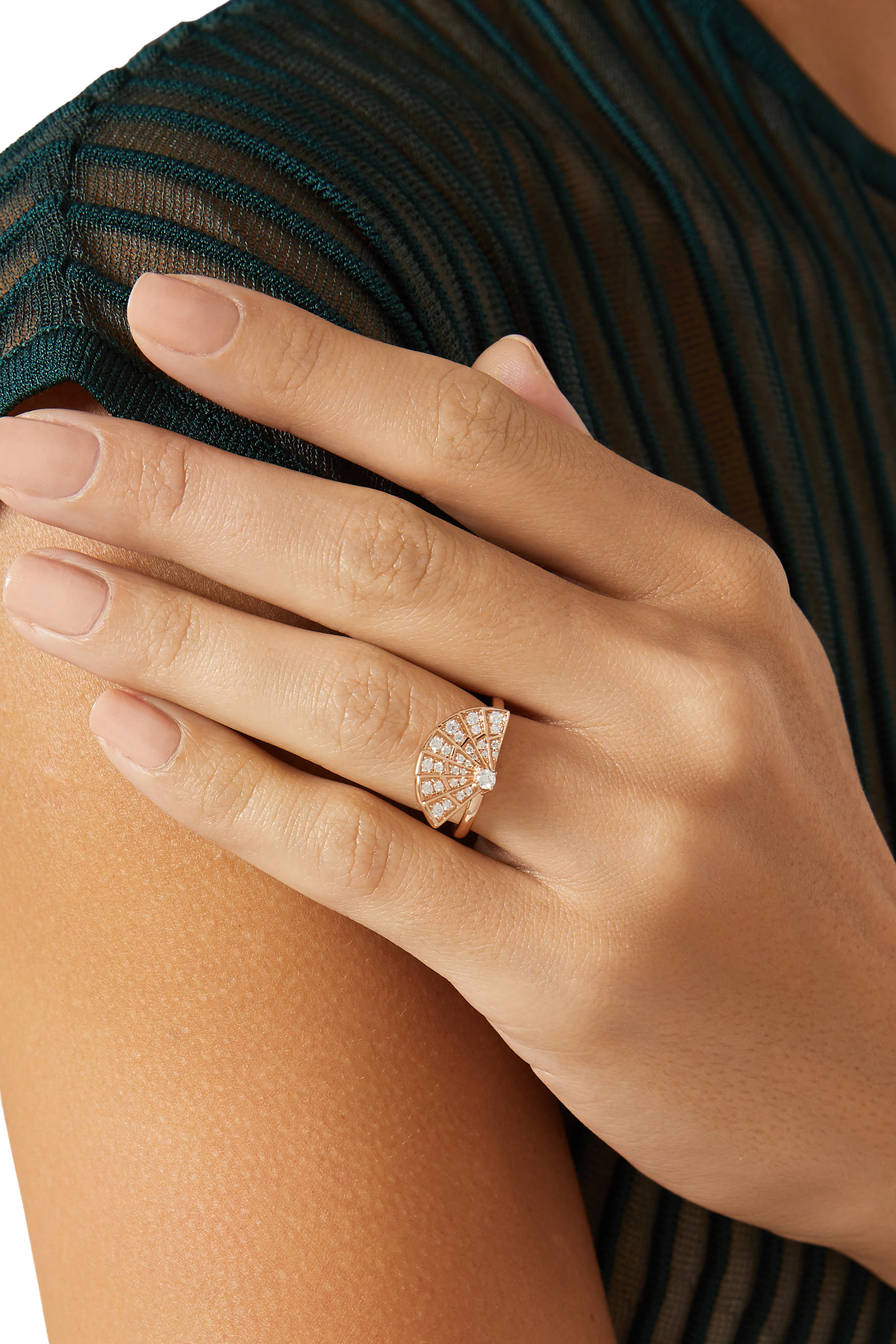 Fanfare Symphony Mini Icons Diamond Ring, 18K Rose Gold & Diamonds