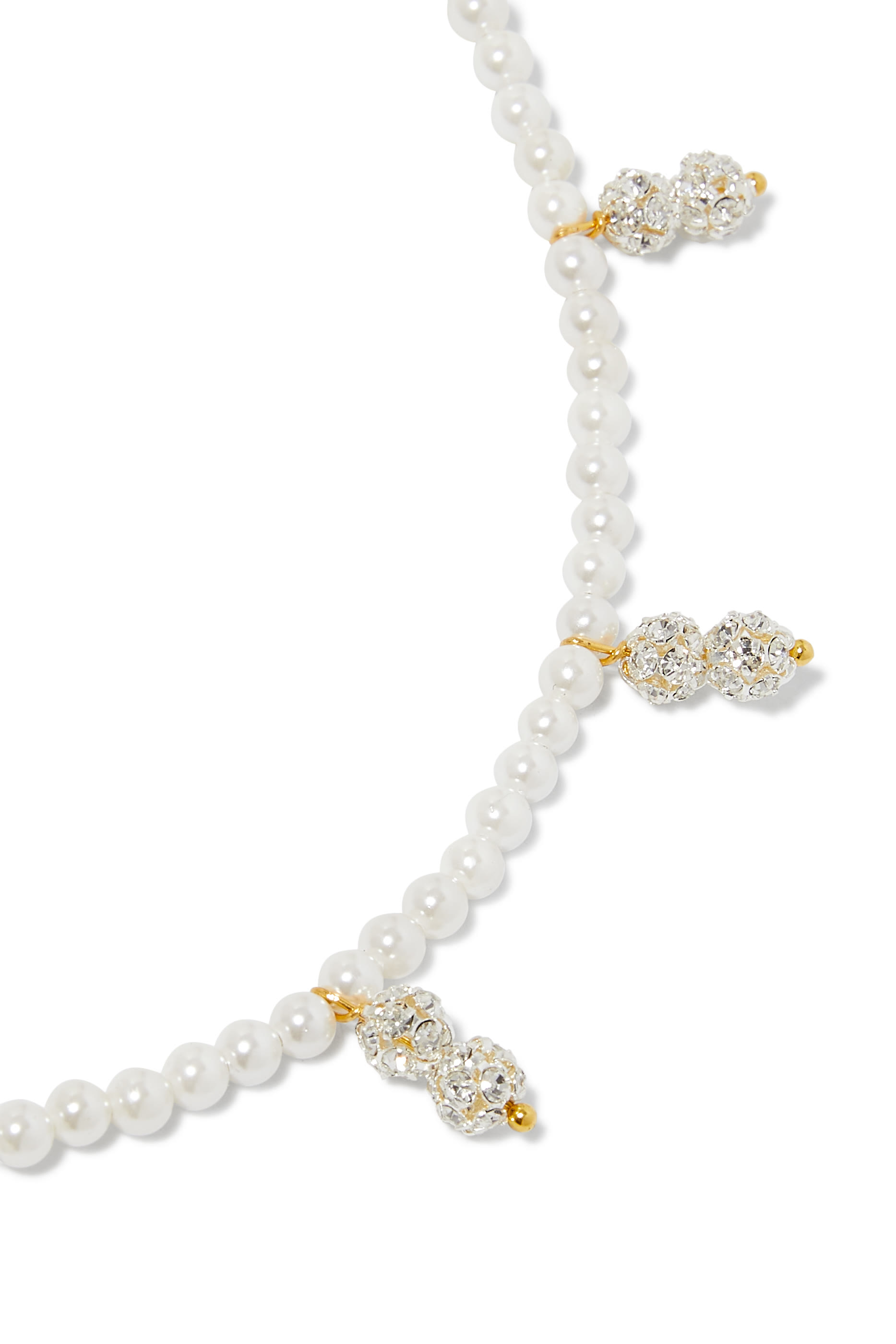 Pearl Necklace with 5 Strass Pendant