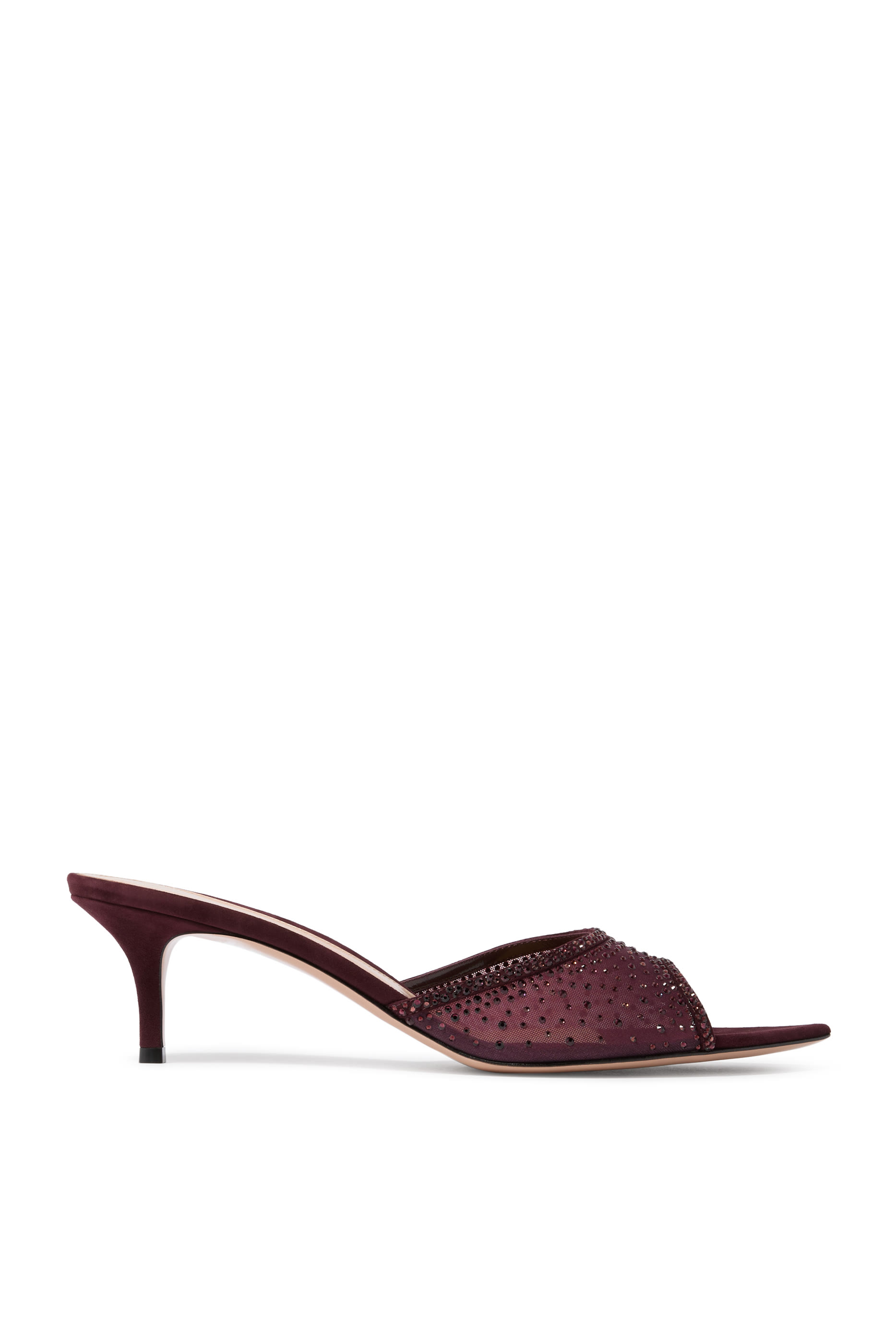 Rania 55 Suede Organza Embellished Mules