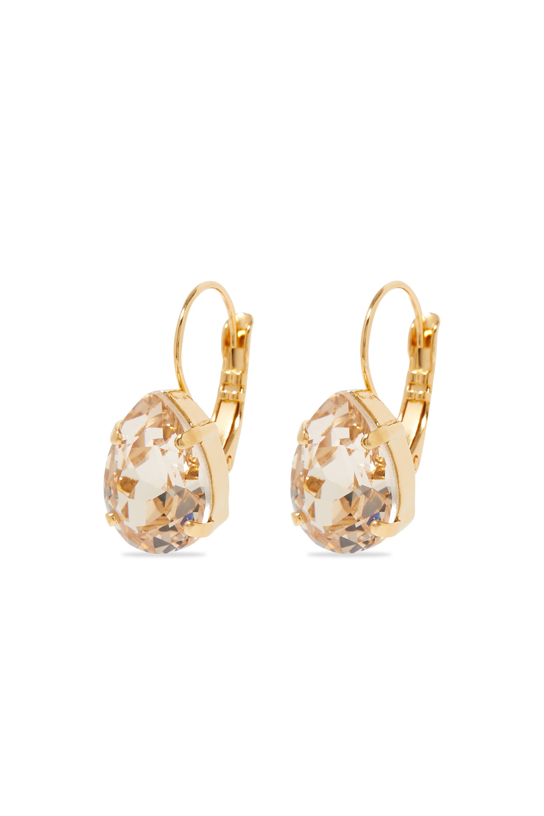 Mini Drop Clasp Earrings, 18K Gold Plating & Crystals