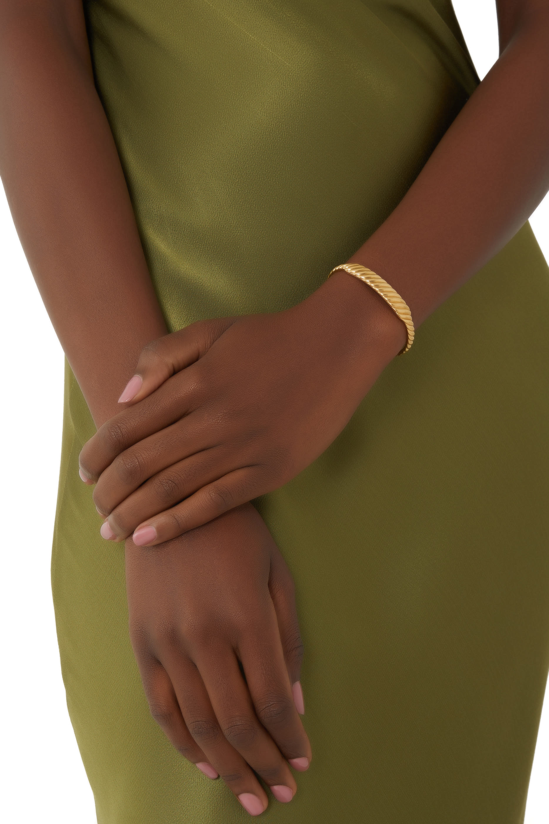 9mm Sculpted Cable Contour Cuff Bracelet, 18k Yellow Gold