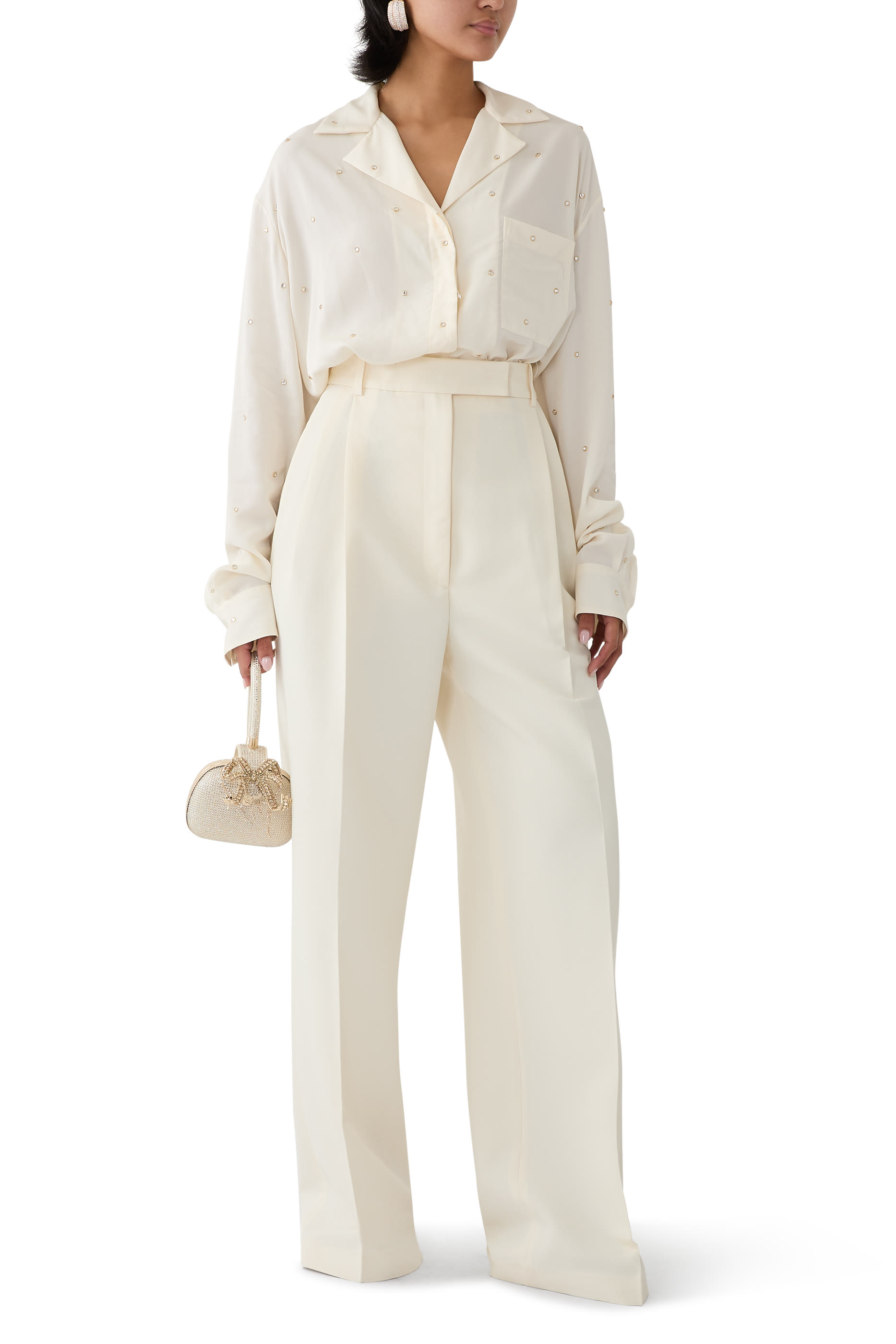 Lead-Free Crystal Oversized Shirt