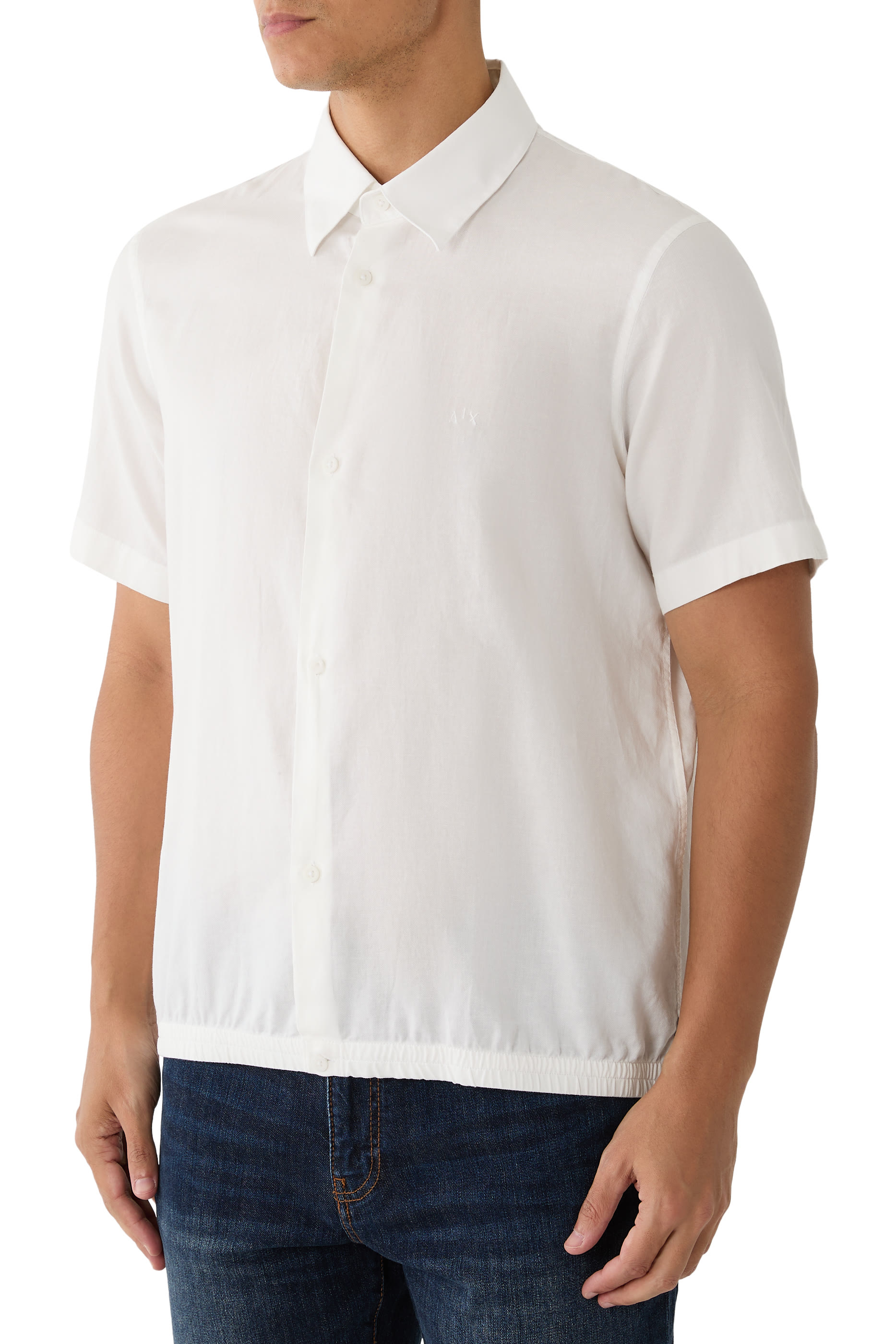 Button-Up Elasticated Hem Shirt