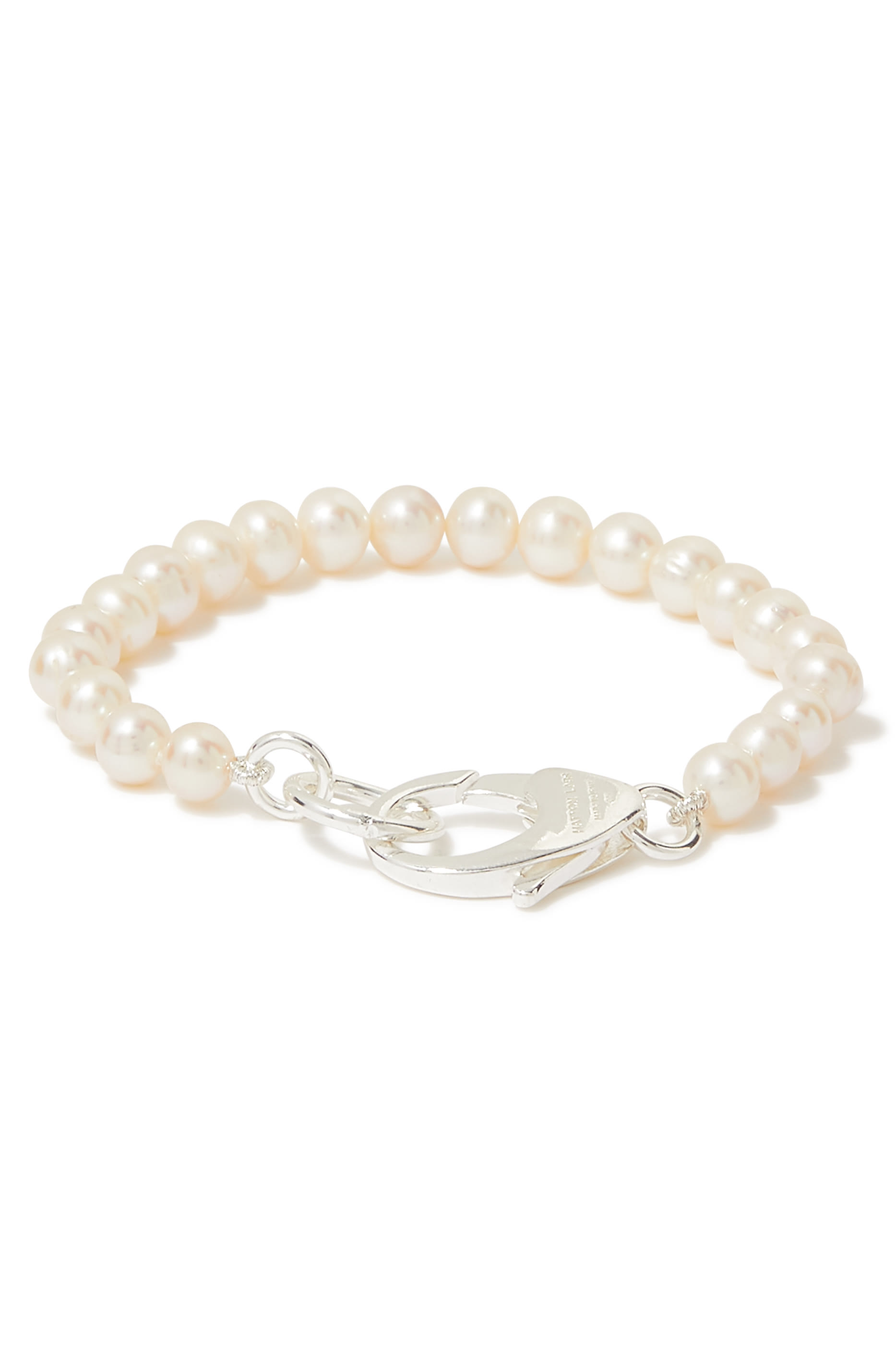 White Pearl Lobster Clasp Bracelet