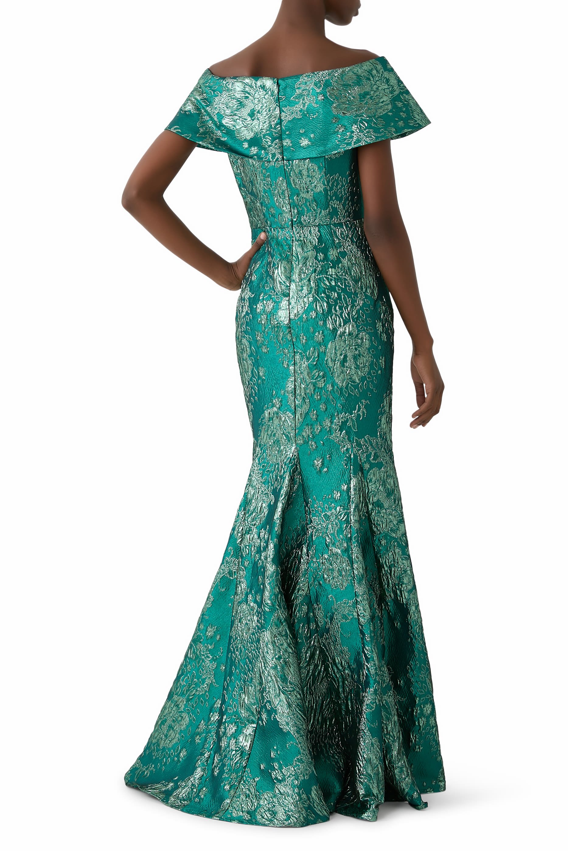 Off-Shoulder Jacquard Gown