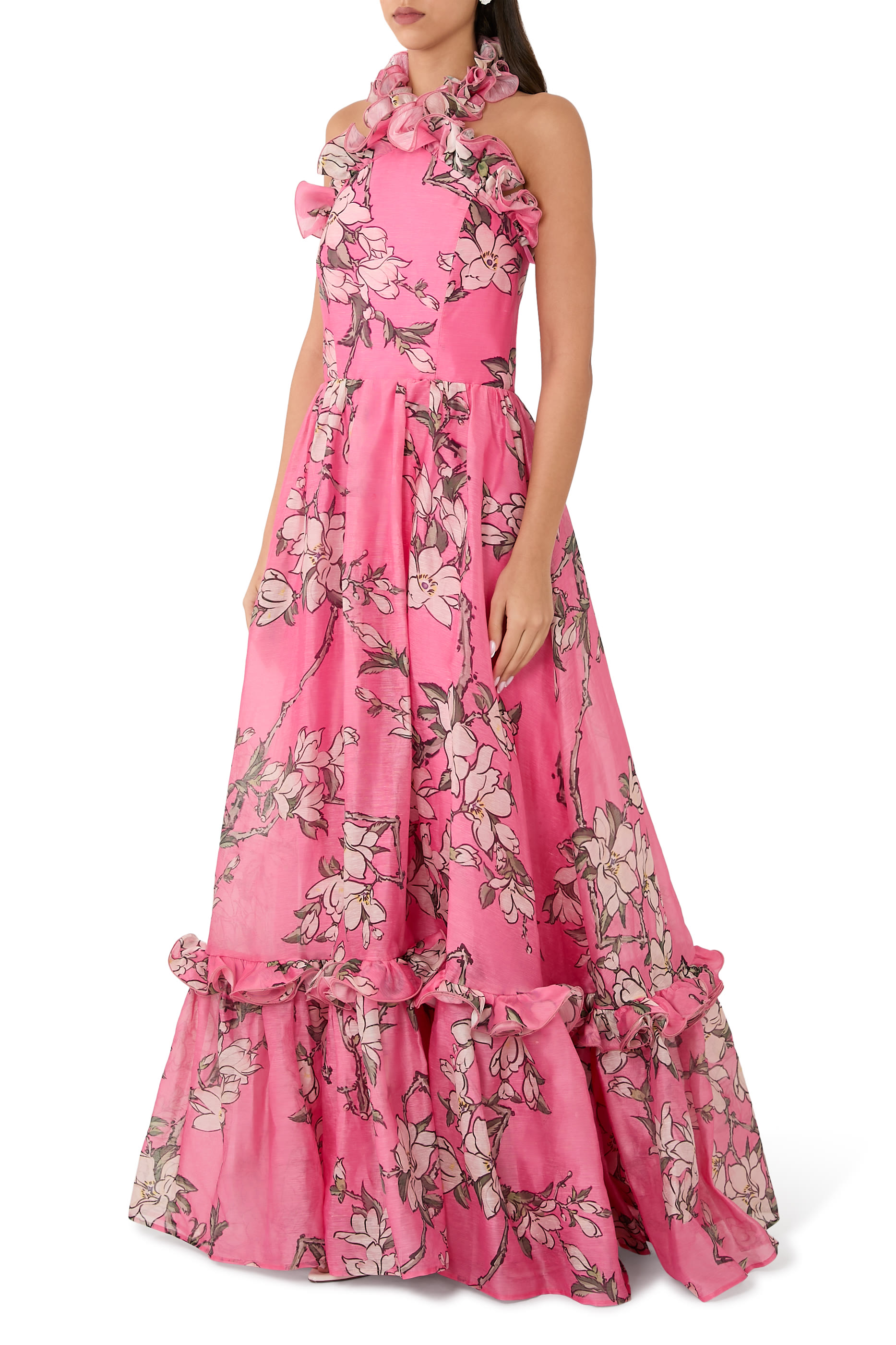  Isabelle Ruffled Halterneck Maxi Dress 