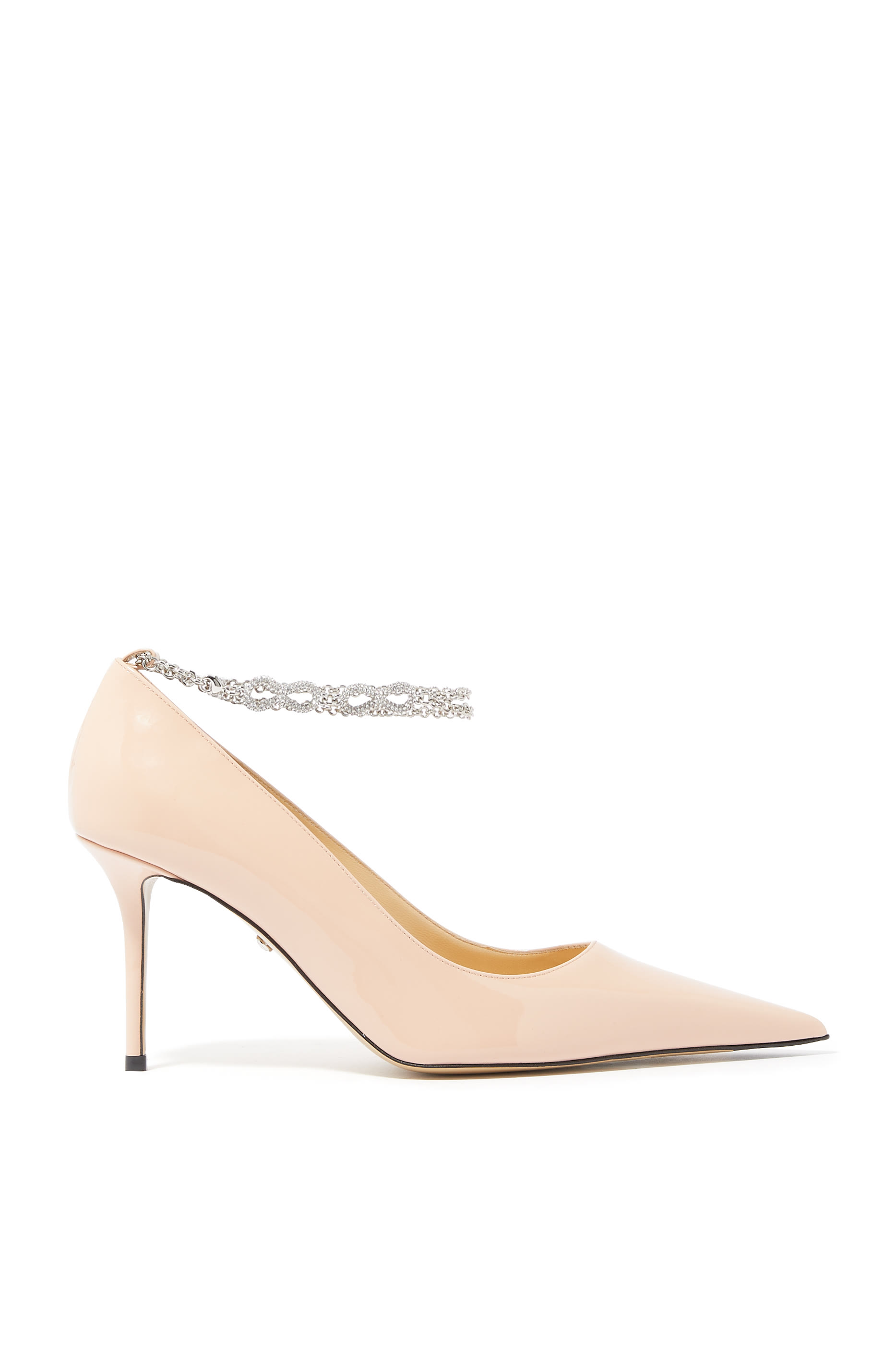 Chain Patent Leather 85 Pointed Toe Pumps