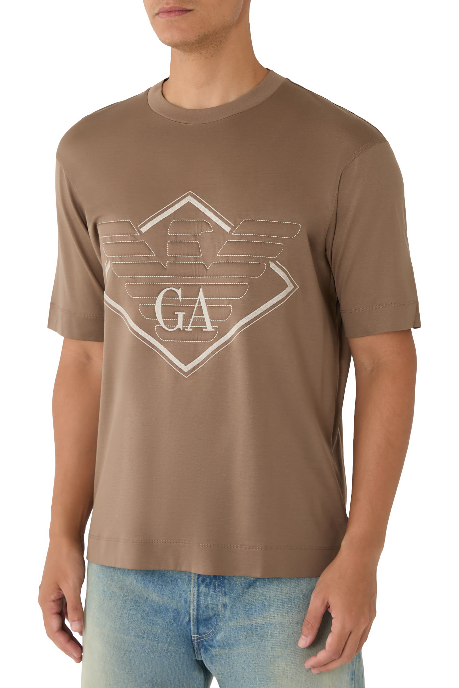 Oversized Eagle Logo Lyocell-blend Jersey T-Shirt