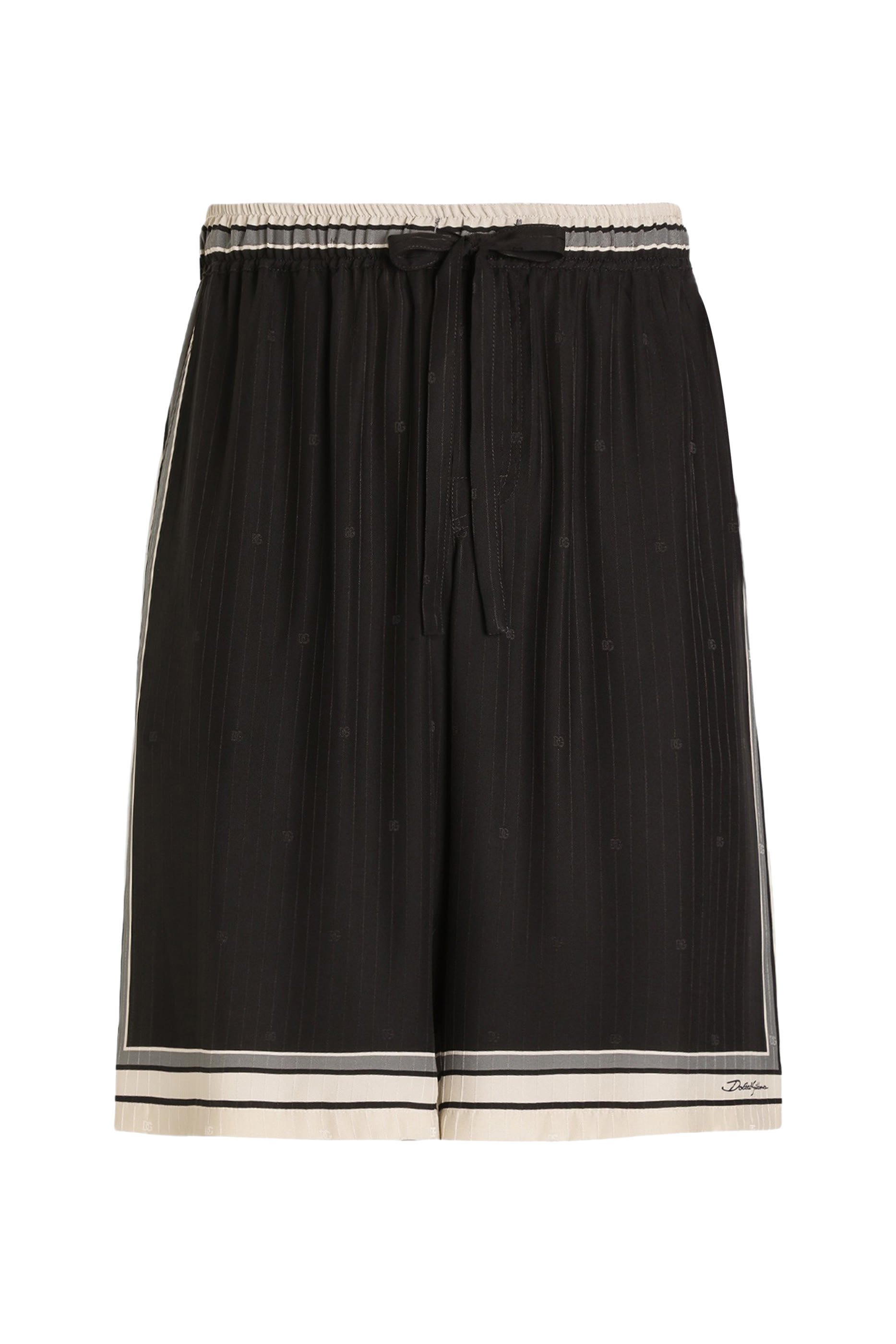 Logo and Stripe-Print Vanity Silk Bermuda Shorts