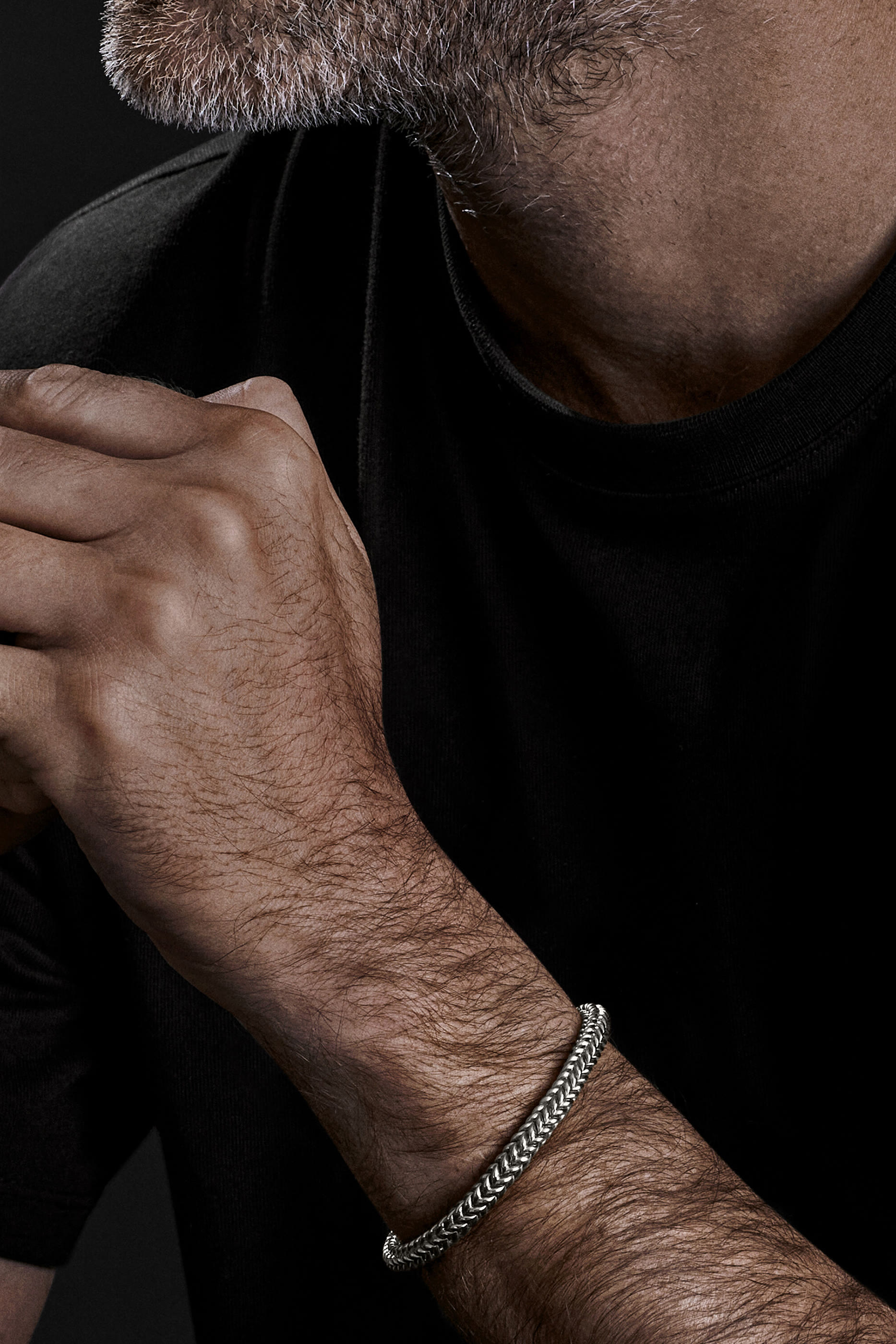 Chevron Bead Bracelet, Sterling Silver