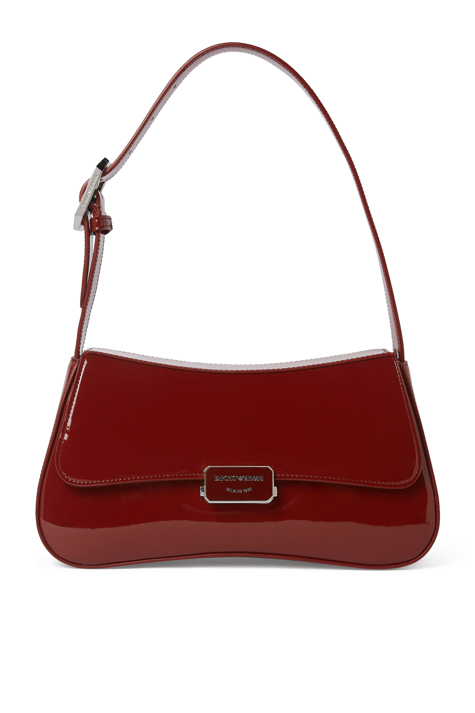 Patent-Effect Shoulder Bag